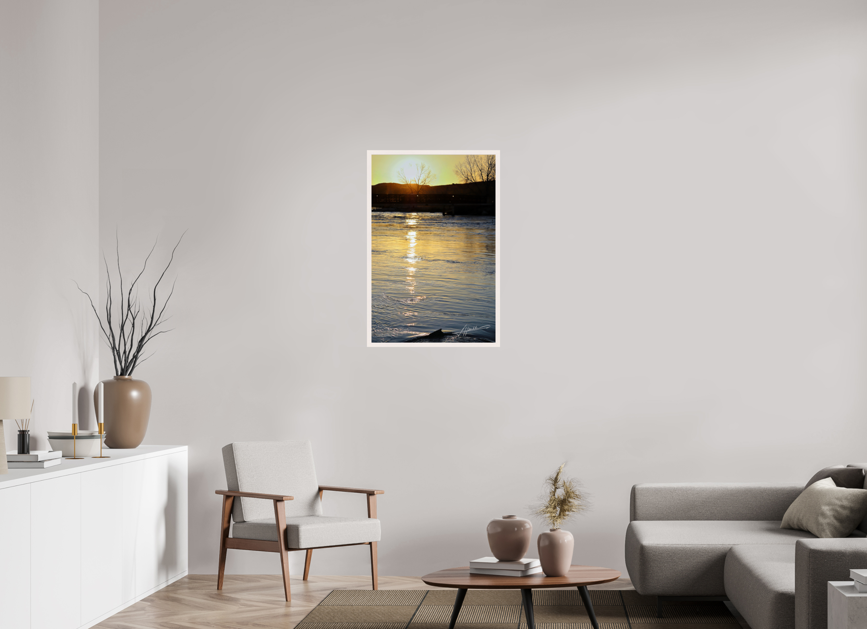 24 x 36″, Gallery Frame Sunset on the River