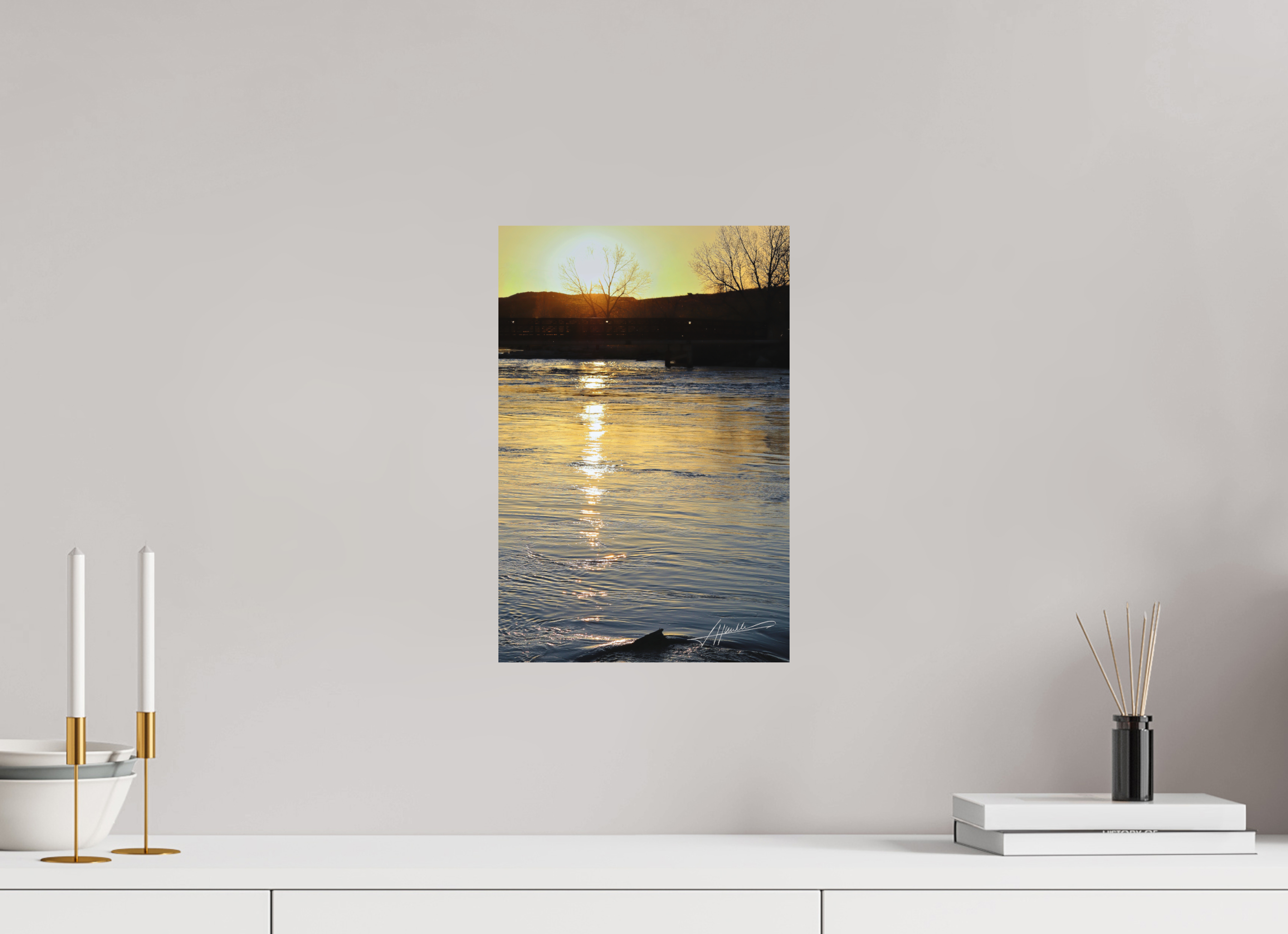10 x 15″, Metal Dibond Sunset on the River