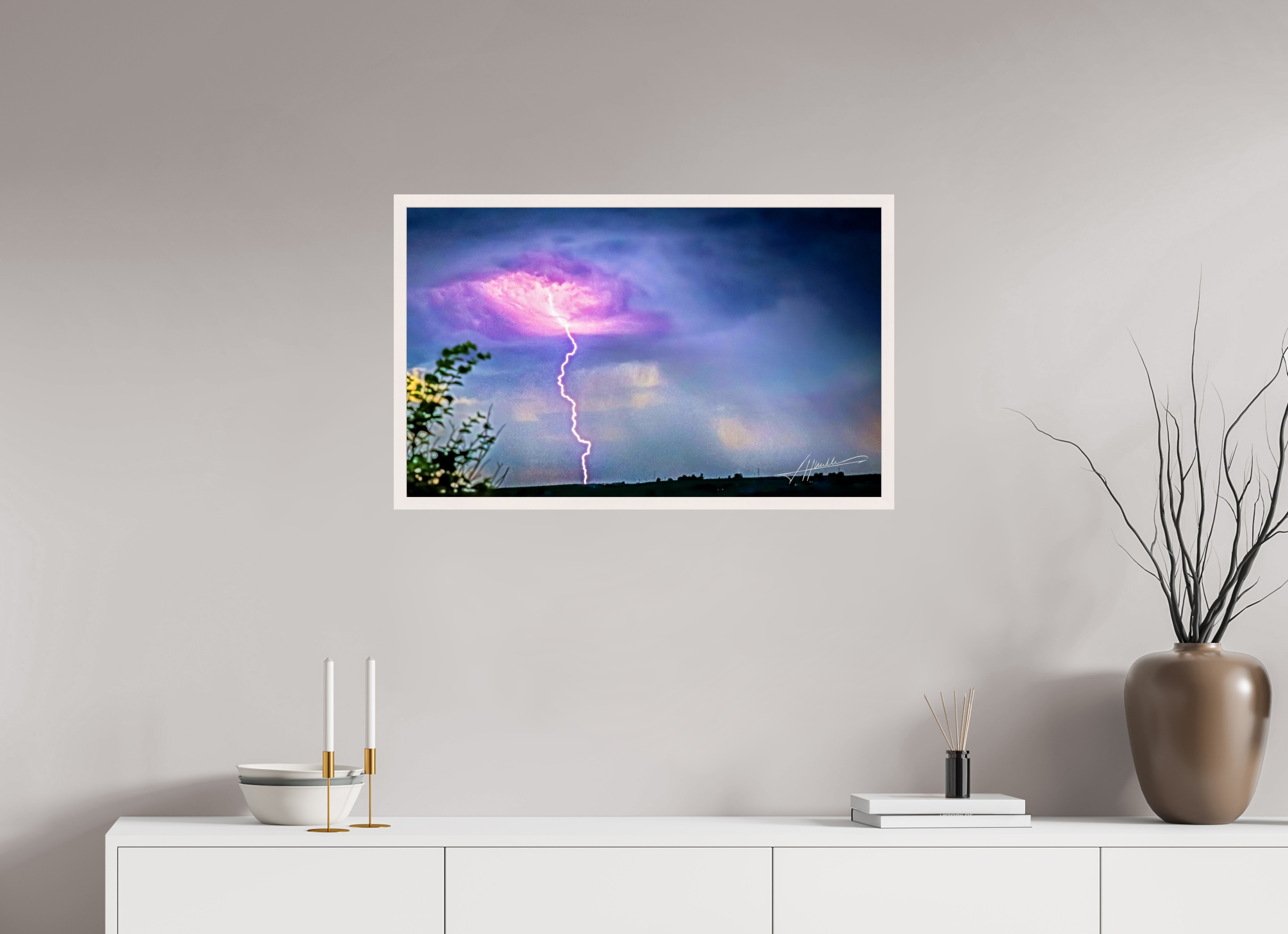 32.4 x 20″, Gallery Frame Lightning Strike
