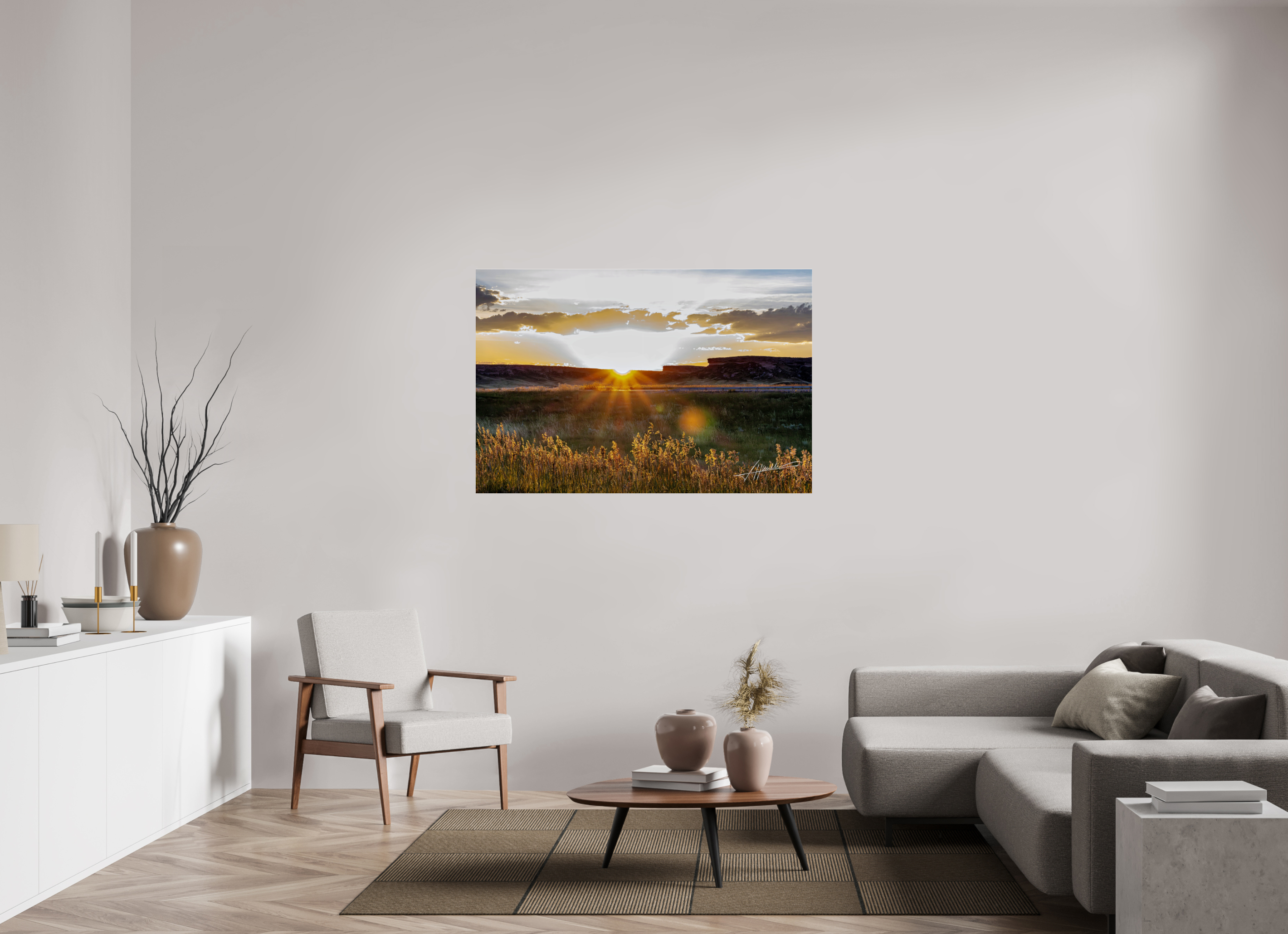 54 x 36″, Photo Print Under Acrylic Glass Sunrise on the Planes