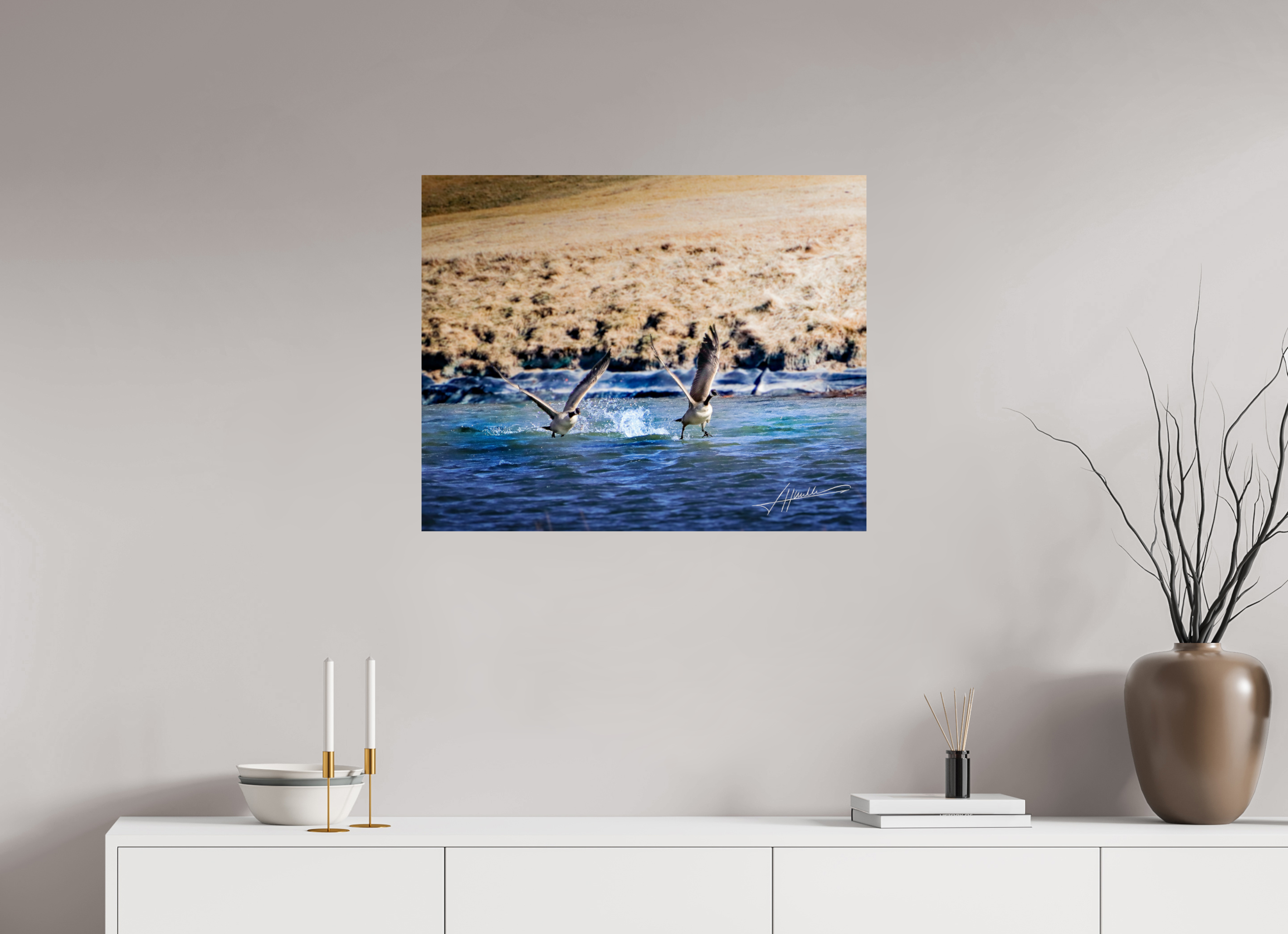 30 x 24″, ChromaLuxe HD Metal Geese Taking Flight