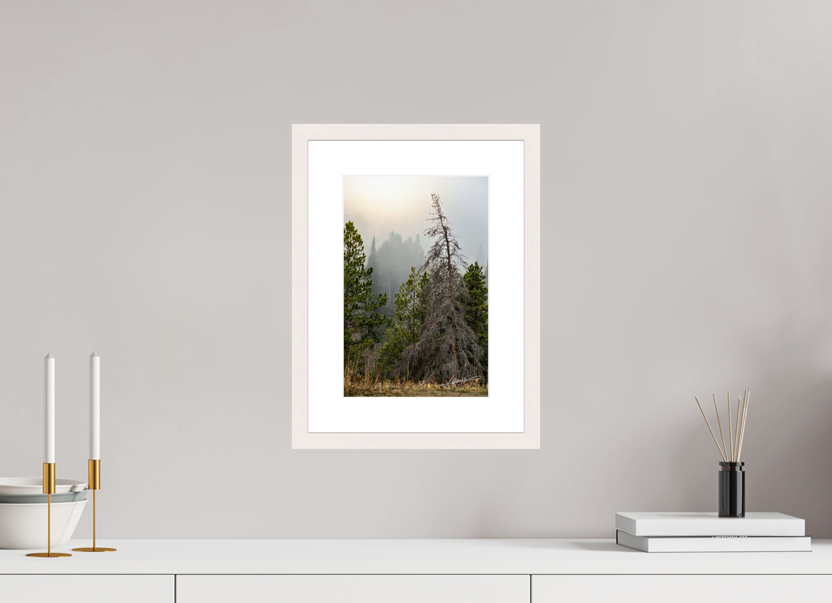 8 x 12″, Solid Wood Frame with Passe-partout The Lifting Fog