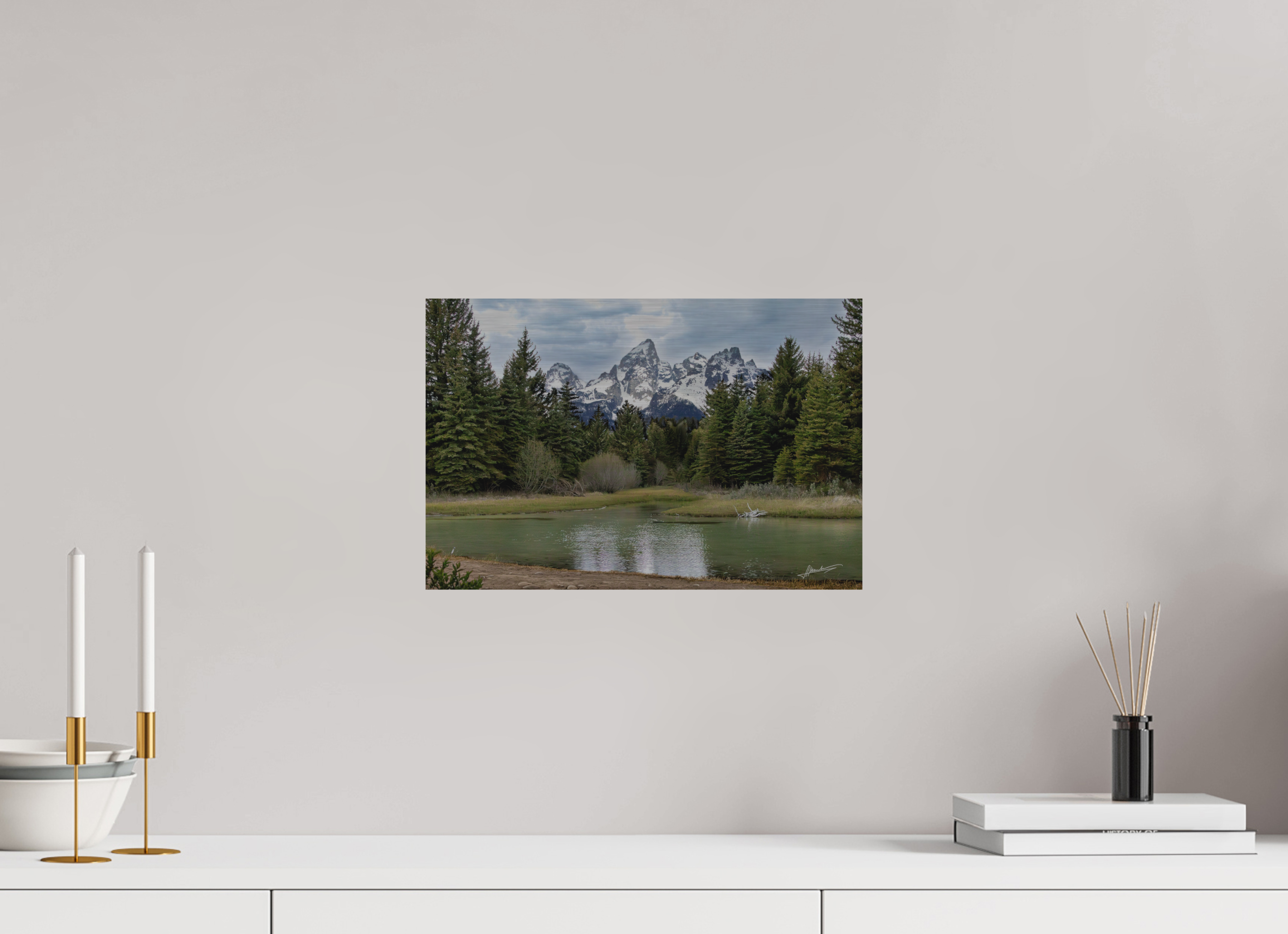 15 x 10″, Direct Brushed Aluminum Mountain Reflection