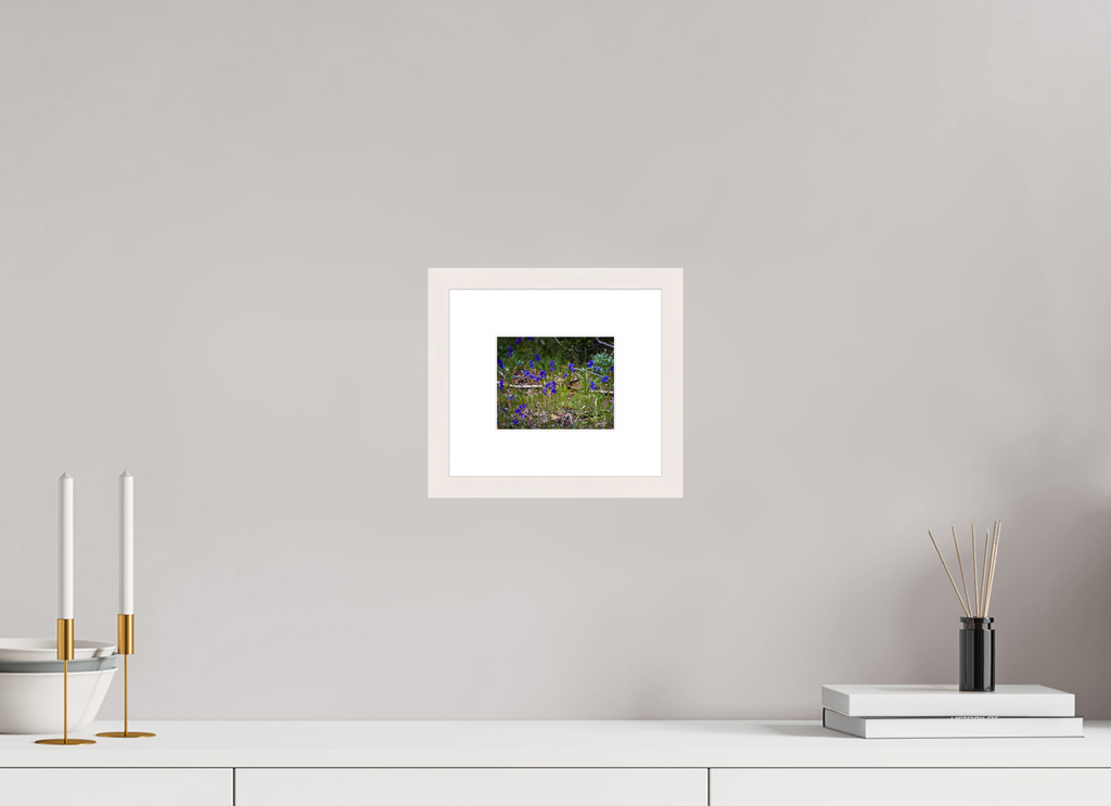 5 x 4″, Solid Wood Frame with Passe-partout Feeding Hummingbird