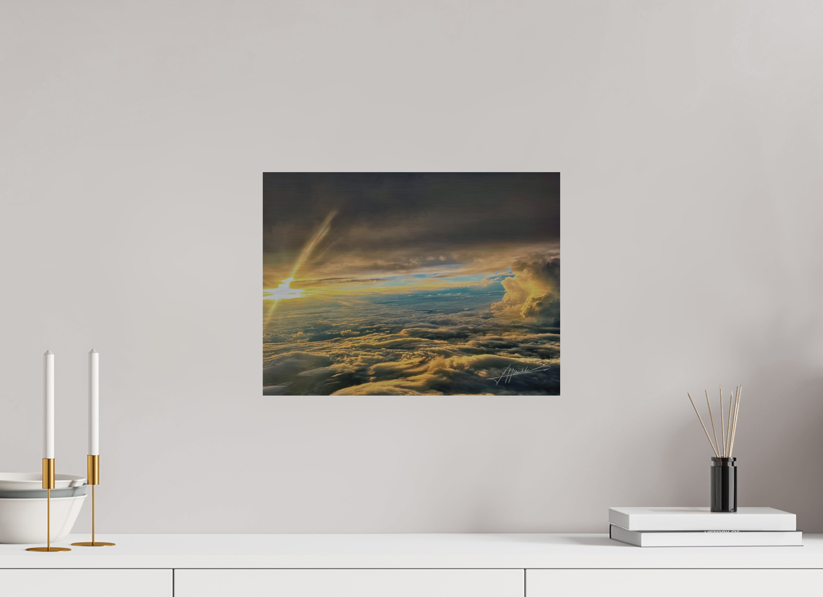 16 x 12″, Direct Brushed Aluminum Above the clouds