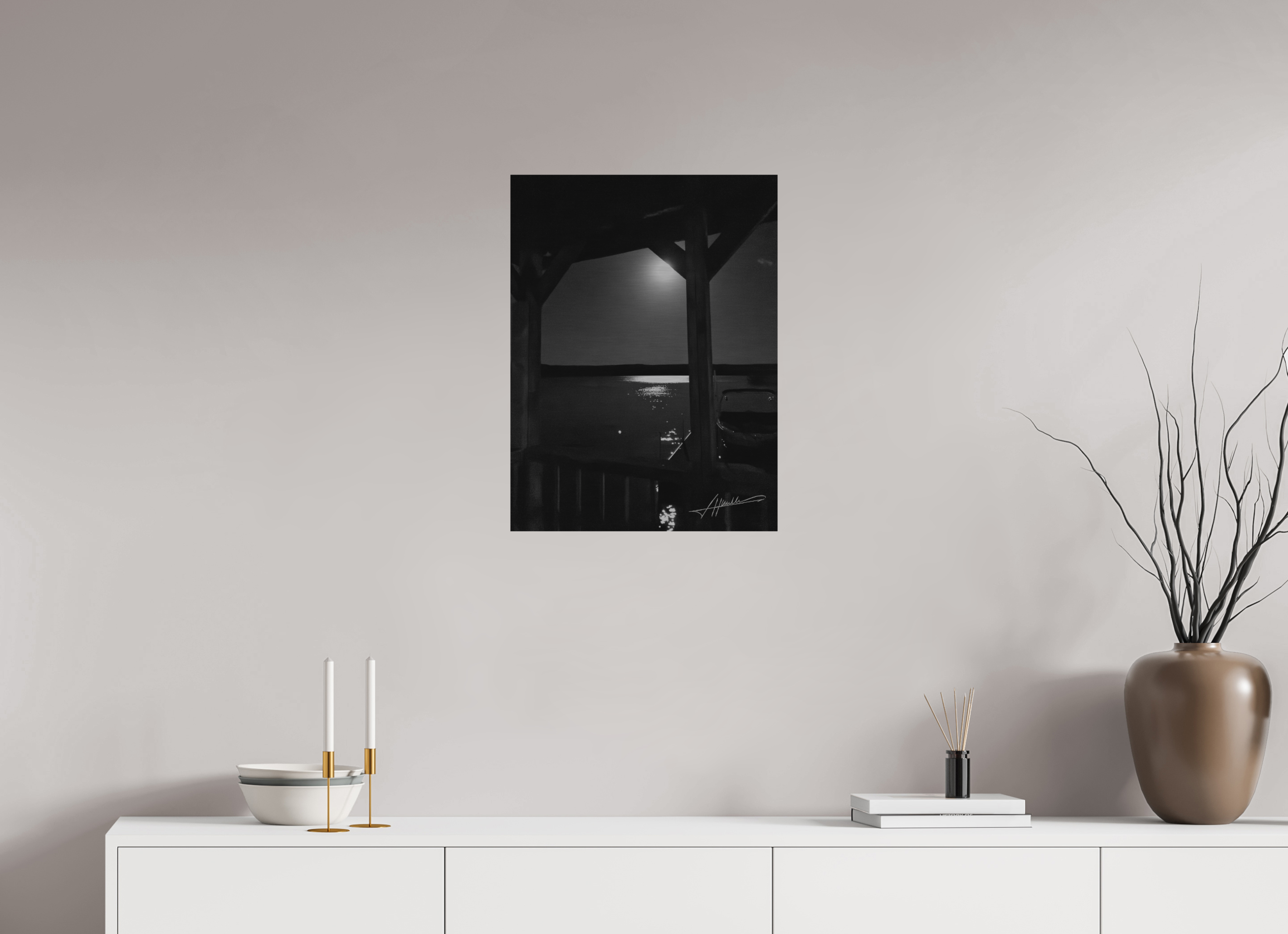 18 x 24″, Direct Brushed Aluminum A Night on the Water