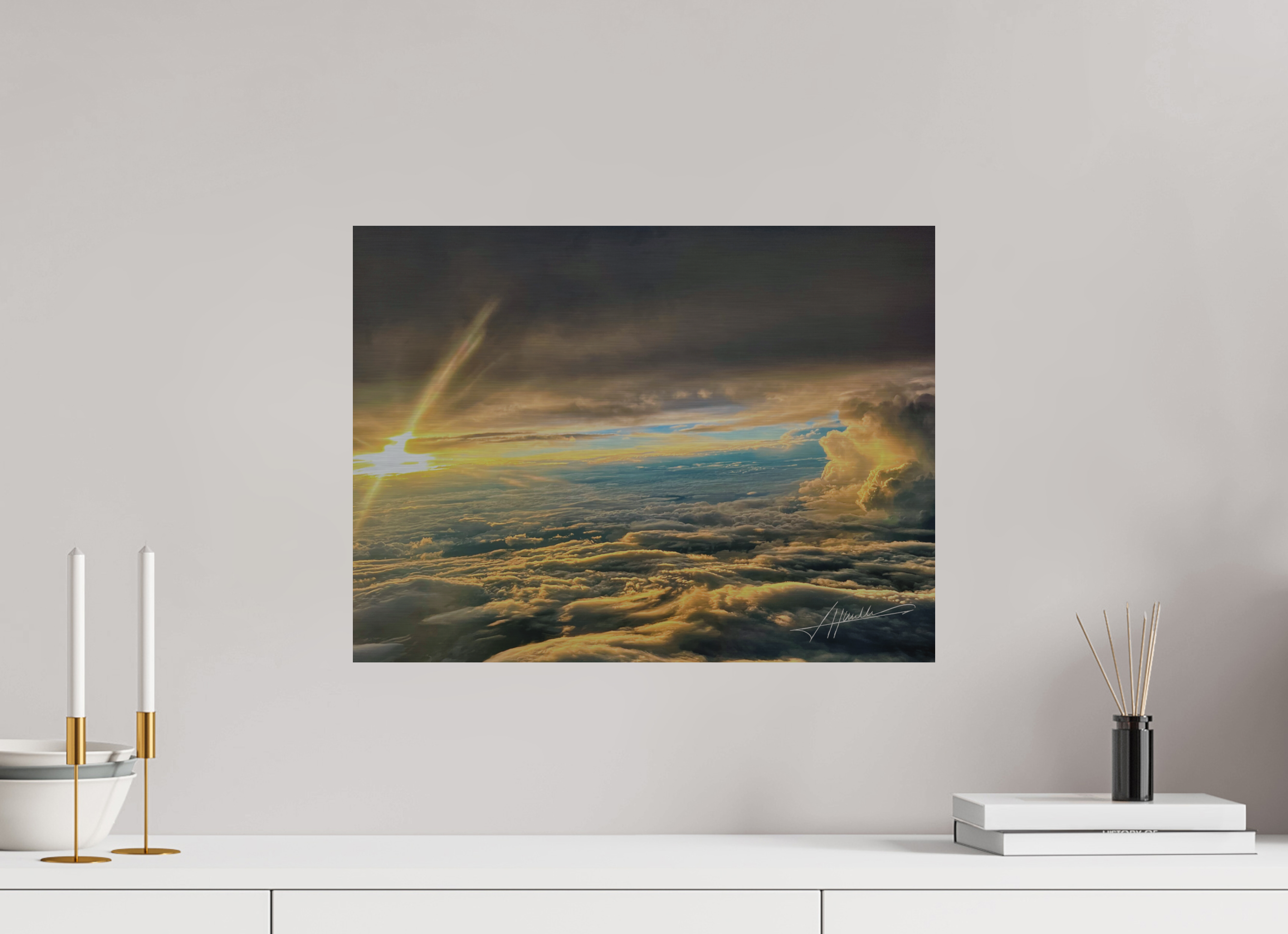 20 x 15″, Direct Brushed Aluminum Above the clouds