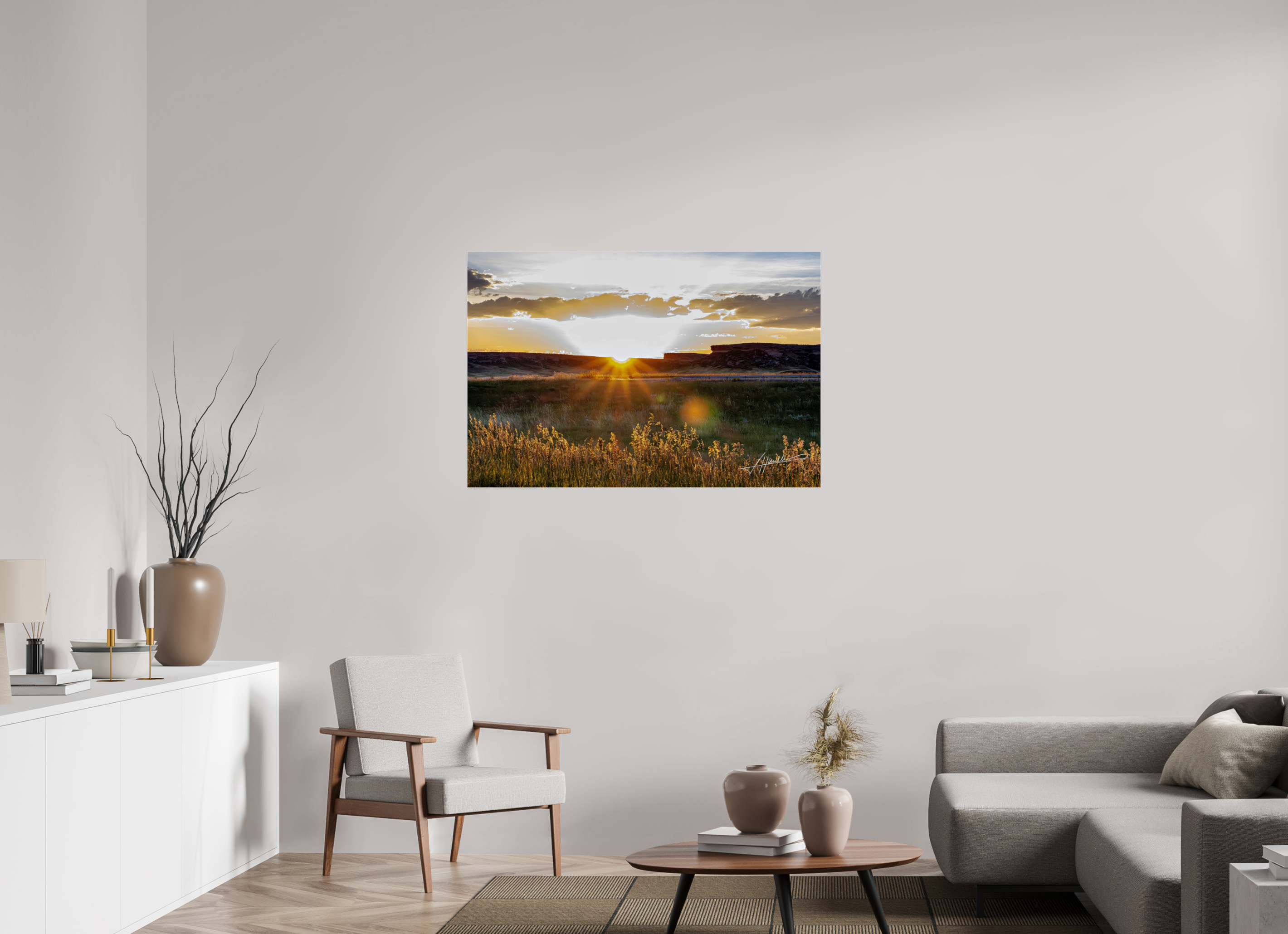 45 x 30″, Photo Print Under Acrylic Glass Sunrise on the Planes