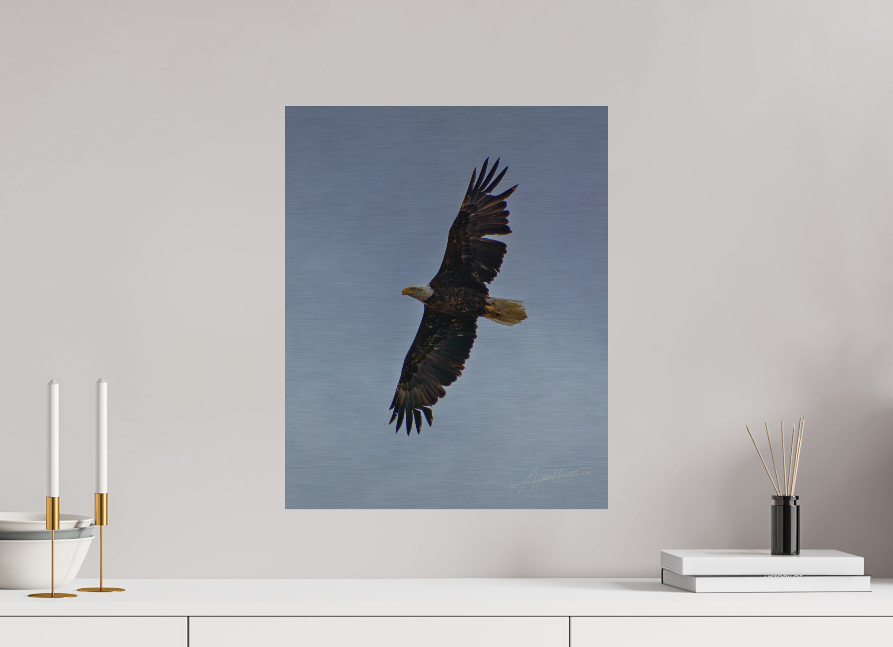 16 x 20″, Direct Brushed Aluminum Wings Spread