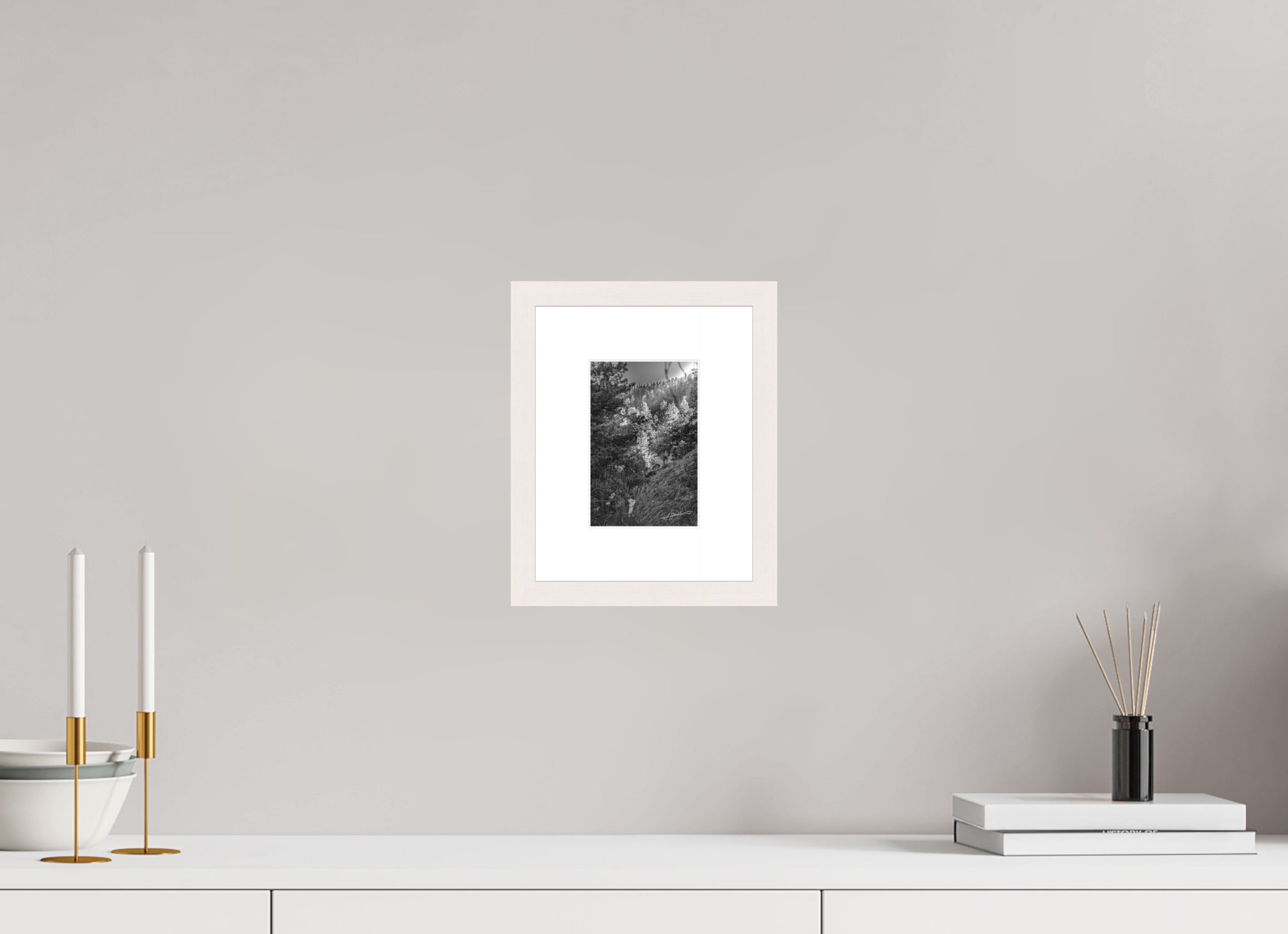 4 x 6″, Solid Wood Frame with Passe-partout Sun in the Mountains
