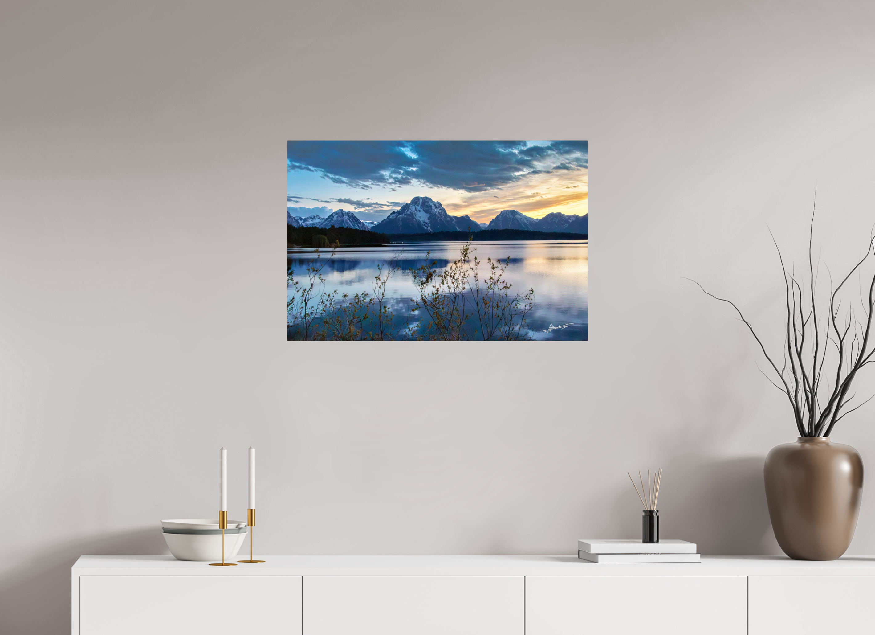 30 x 20″, Photo Print On Fuji Crystal DP II Sunset on Jackson Lake