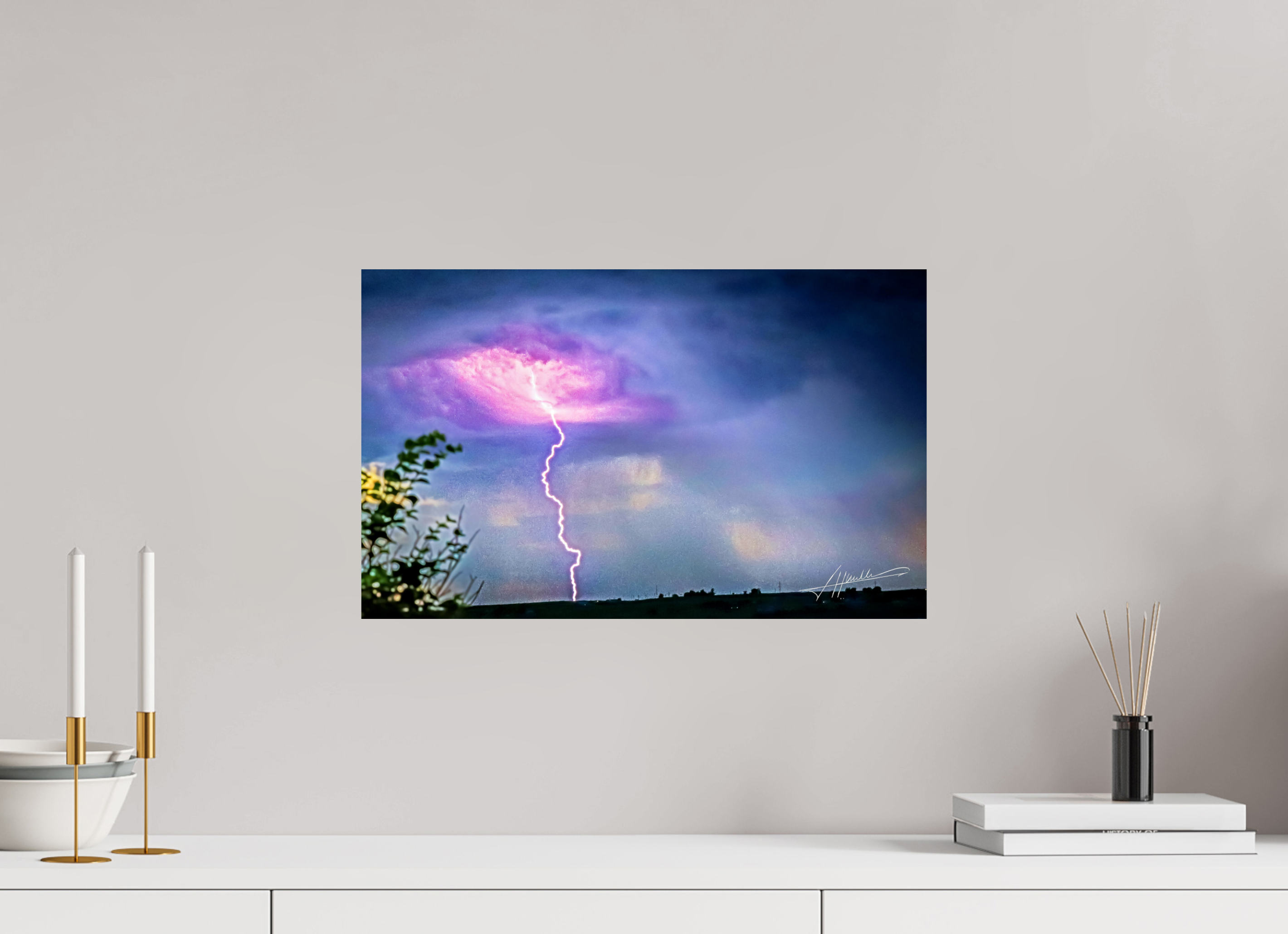 19.4 x 12″, Fine Art Dibond Lightning Strike