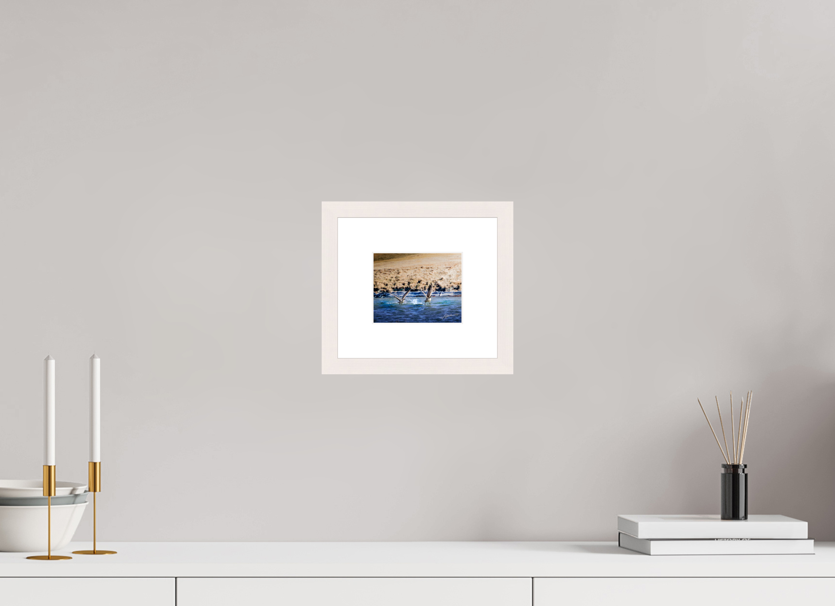 5 x 4″, Solid Wood Frame with Passe-partout Geese Taking Flight