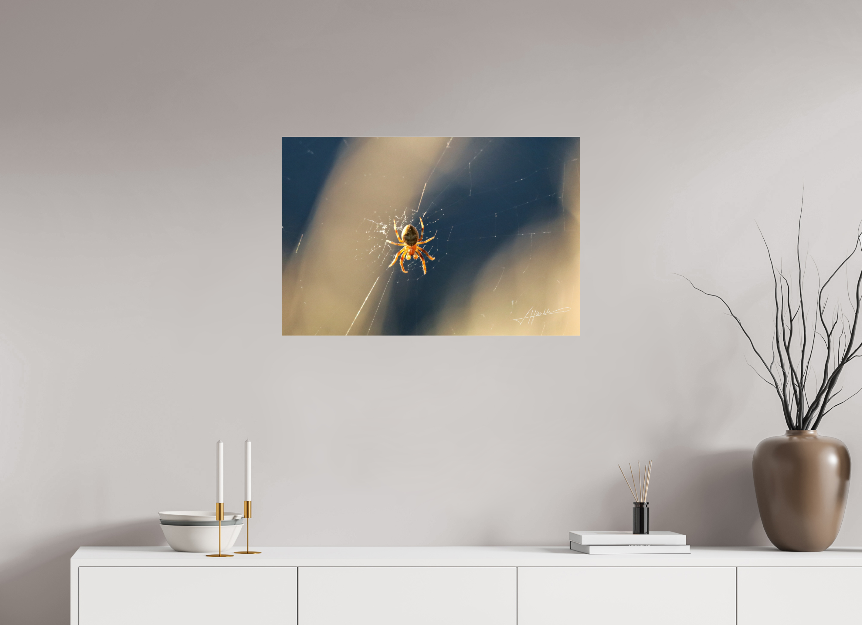 30 x 20″, Metallic Under Acrylic Tattered Web