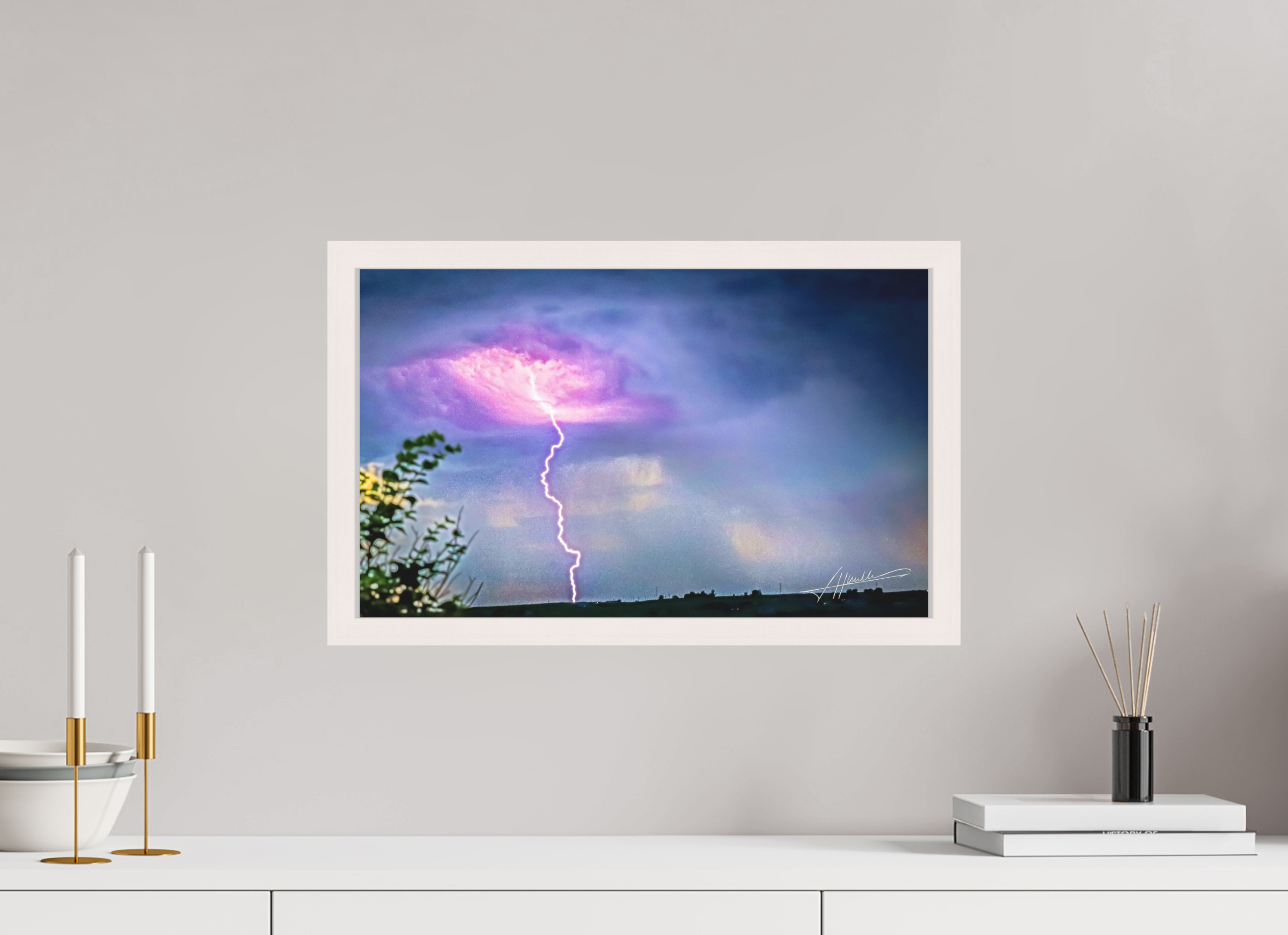 19.4 x 12″, Shadow Box Frame Lightning Strike