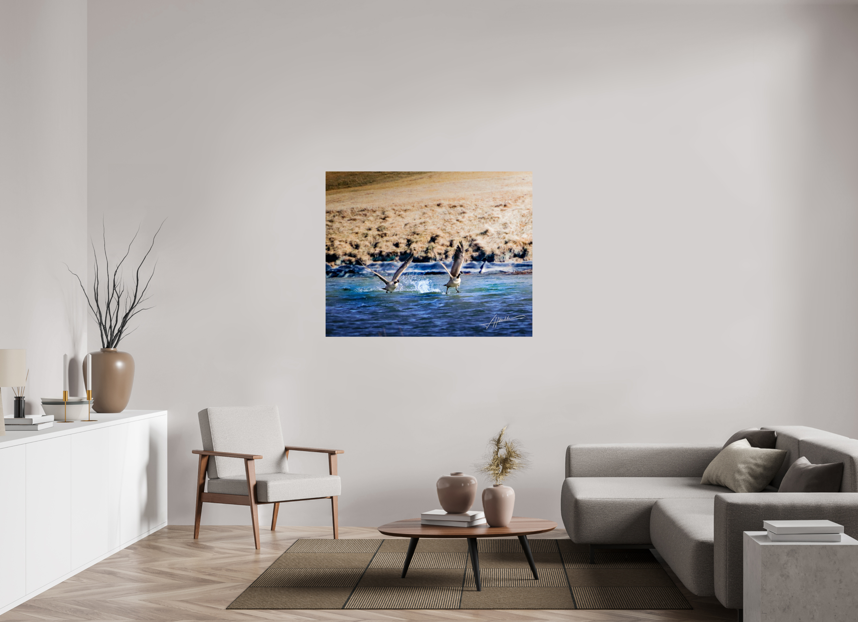 50 x 40″, Fine Art Print Geese Taking Flight