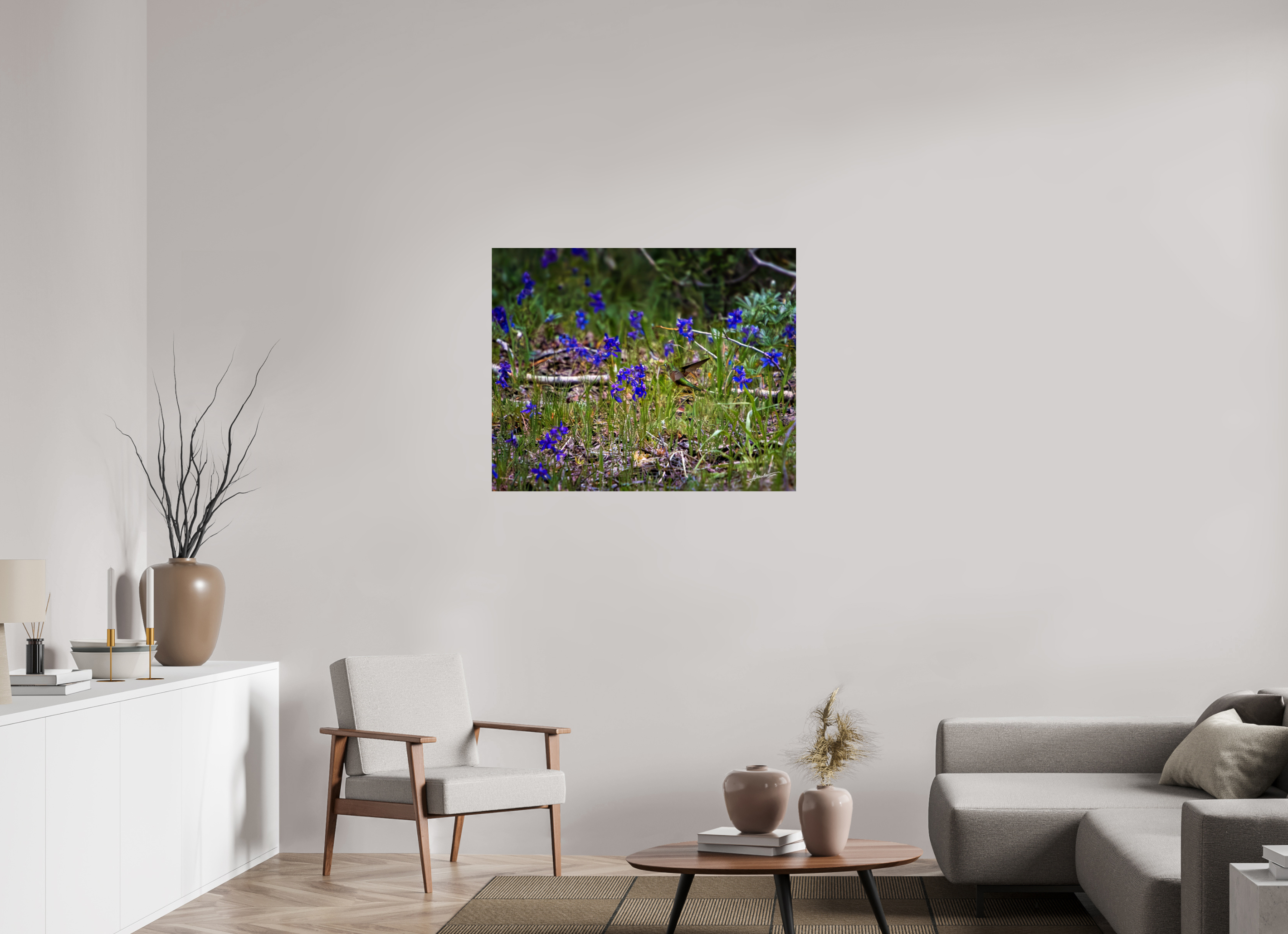 38.7 x 31″, ChromaLuxe HD Metal Feeding Hummingbird