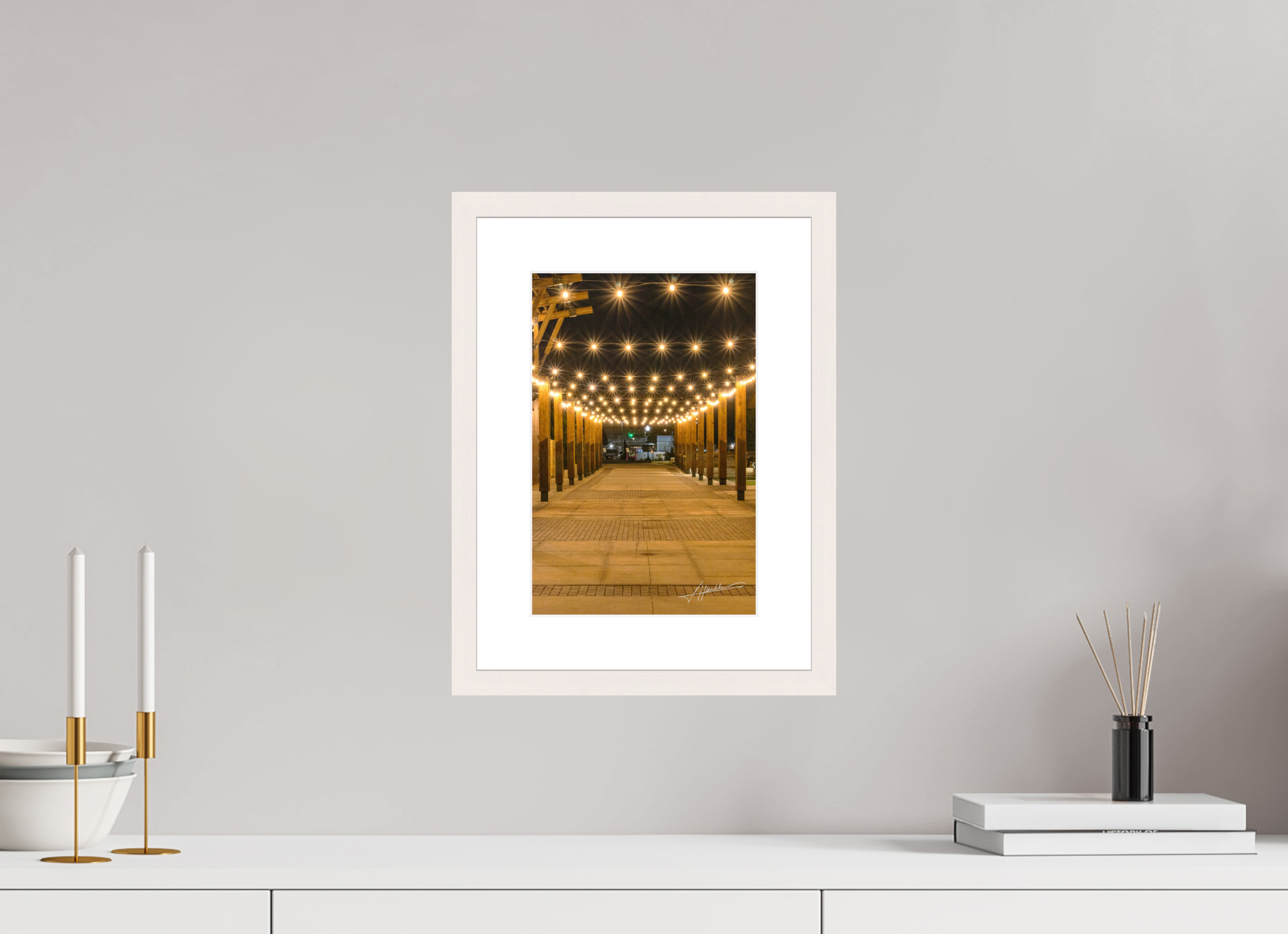 8 x 12″, Solid Wood Frame with Passe-partout Guiding Lights