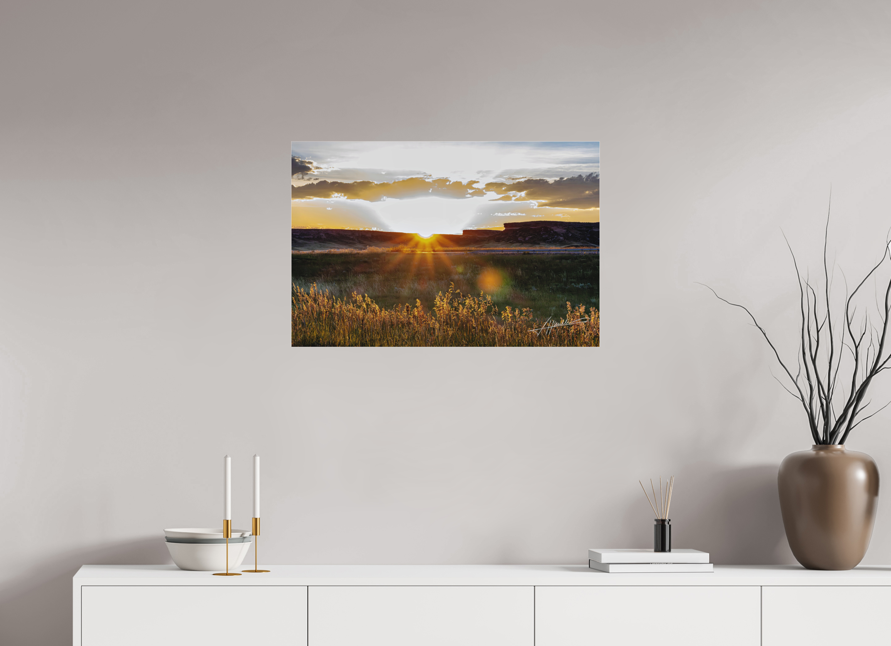 30 x 20″, Fine Pigment Under Acrylic Sunrise on the Planes