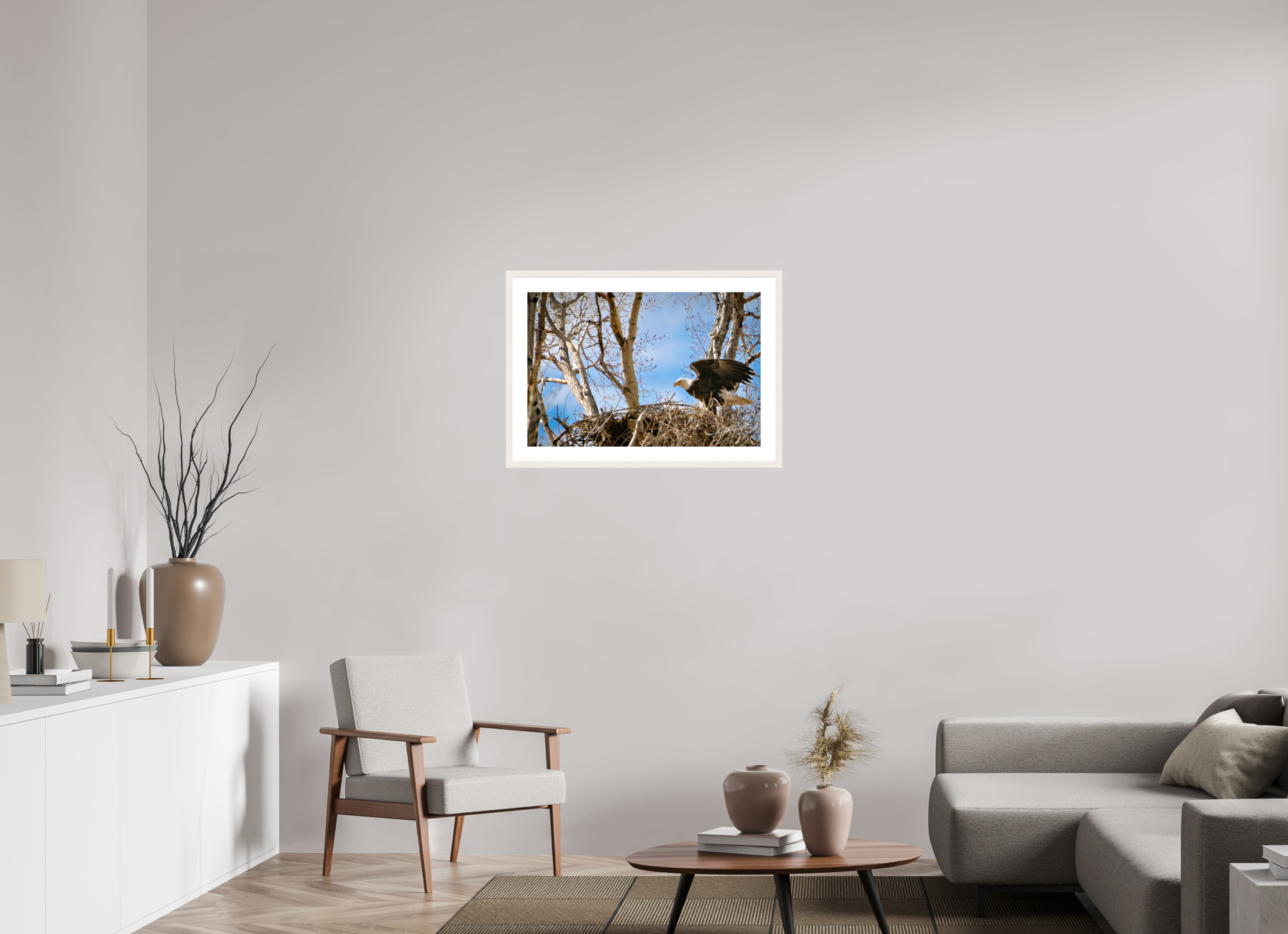 30 x 20″, Solid Wood Frame with Passe-partout The Eagles Nest