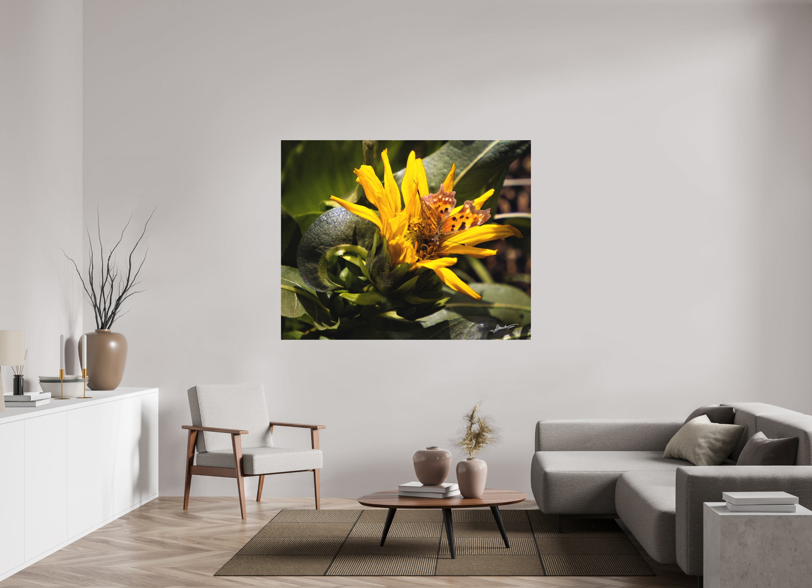 63.7 x 51″, Fine Pigment Under Acrylic Busy Butterfly