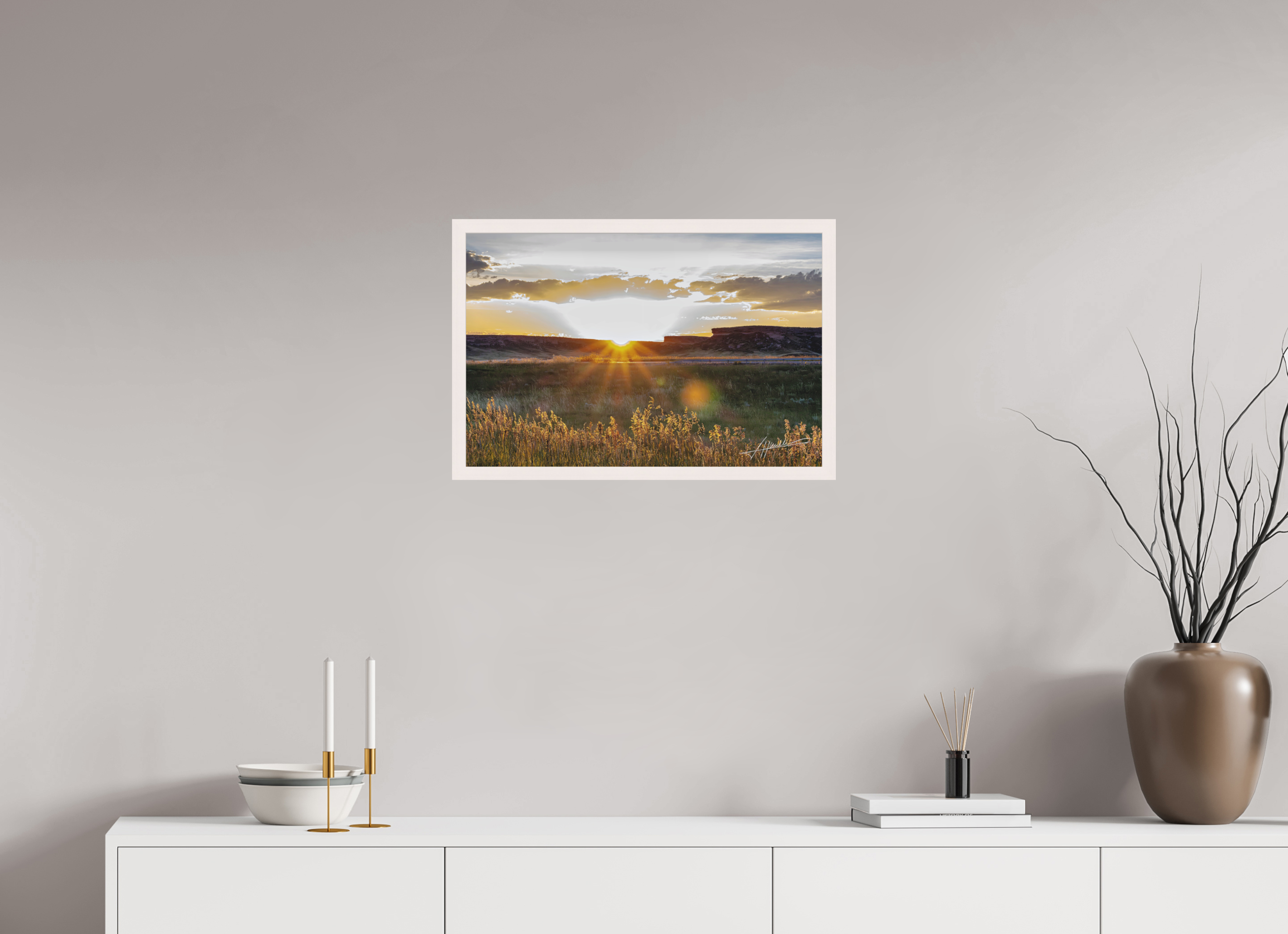 24 x 16″, Shadow Box Frame Sunrise on the Planes