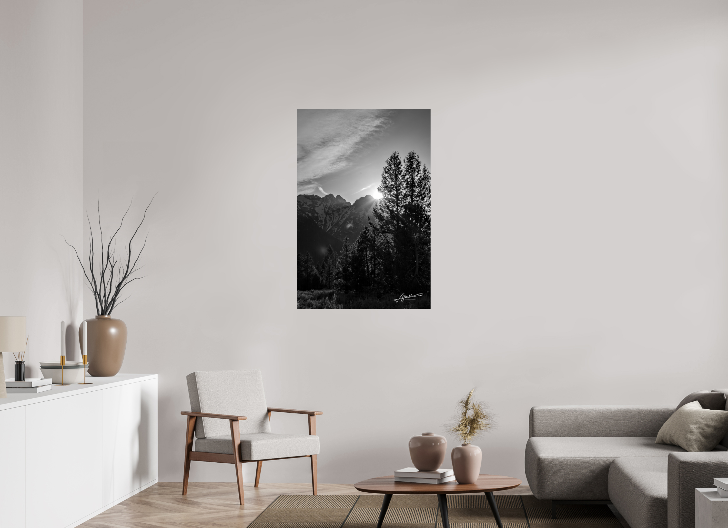 30 x 45″, Fine Art Dibond B/W Peaks