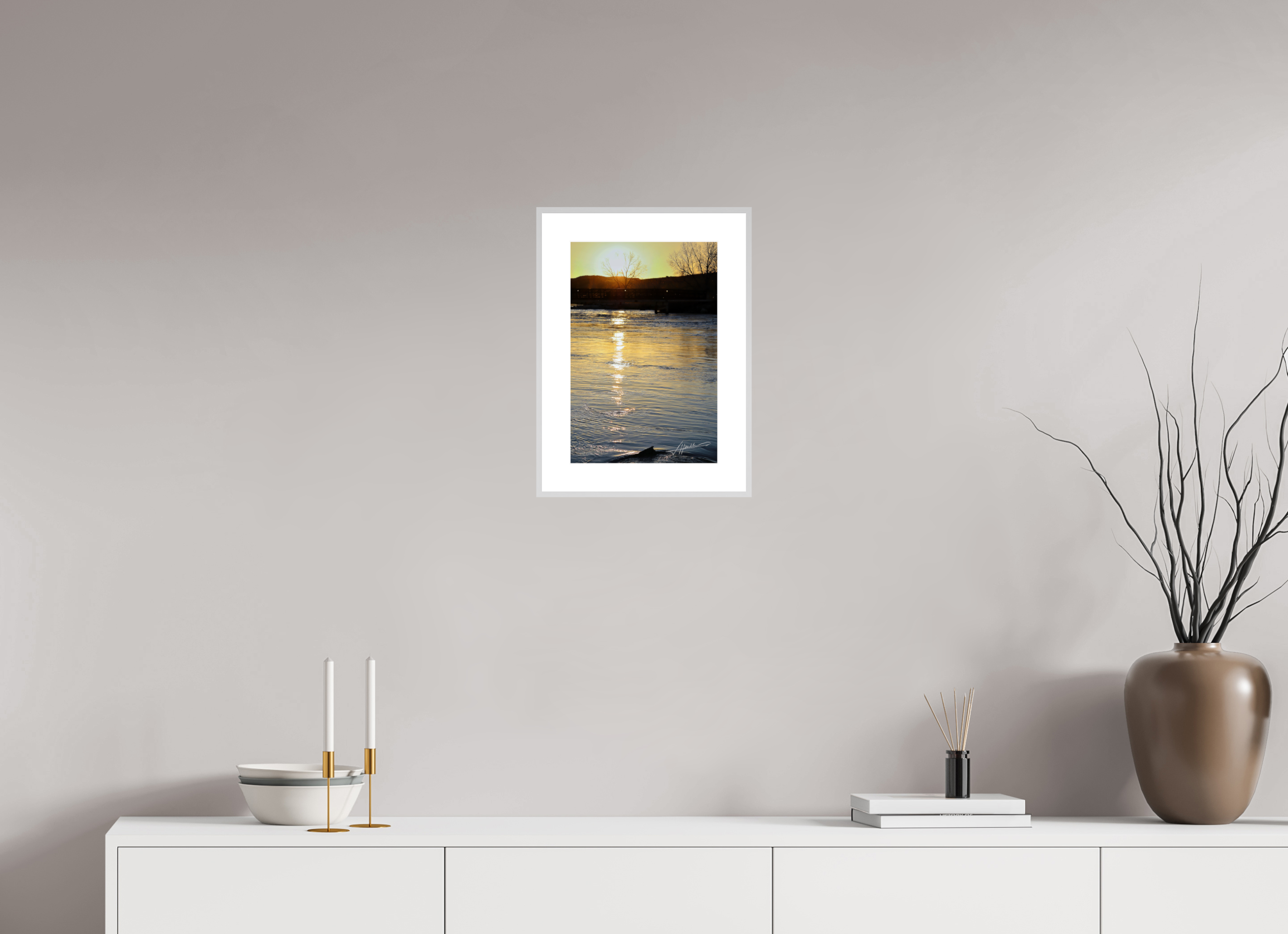 10 x 15″, Changeable Magnetic Frame Sunset on the River