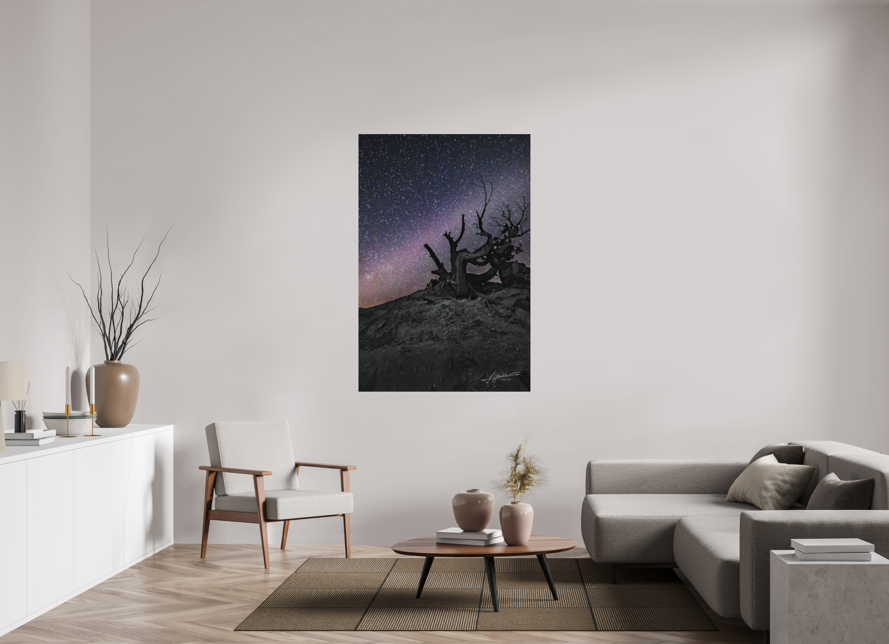 40 x 60″, Direct Brushed Aluminum Reaching the Milky Way