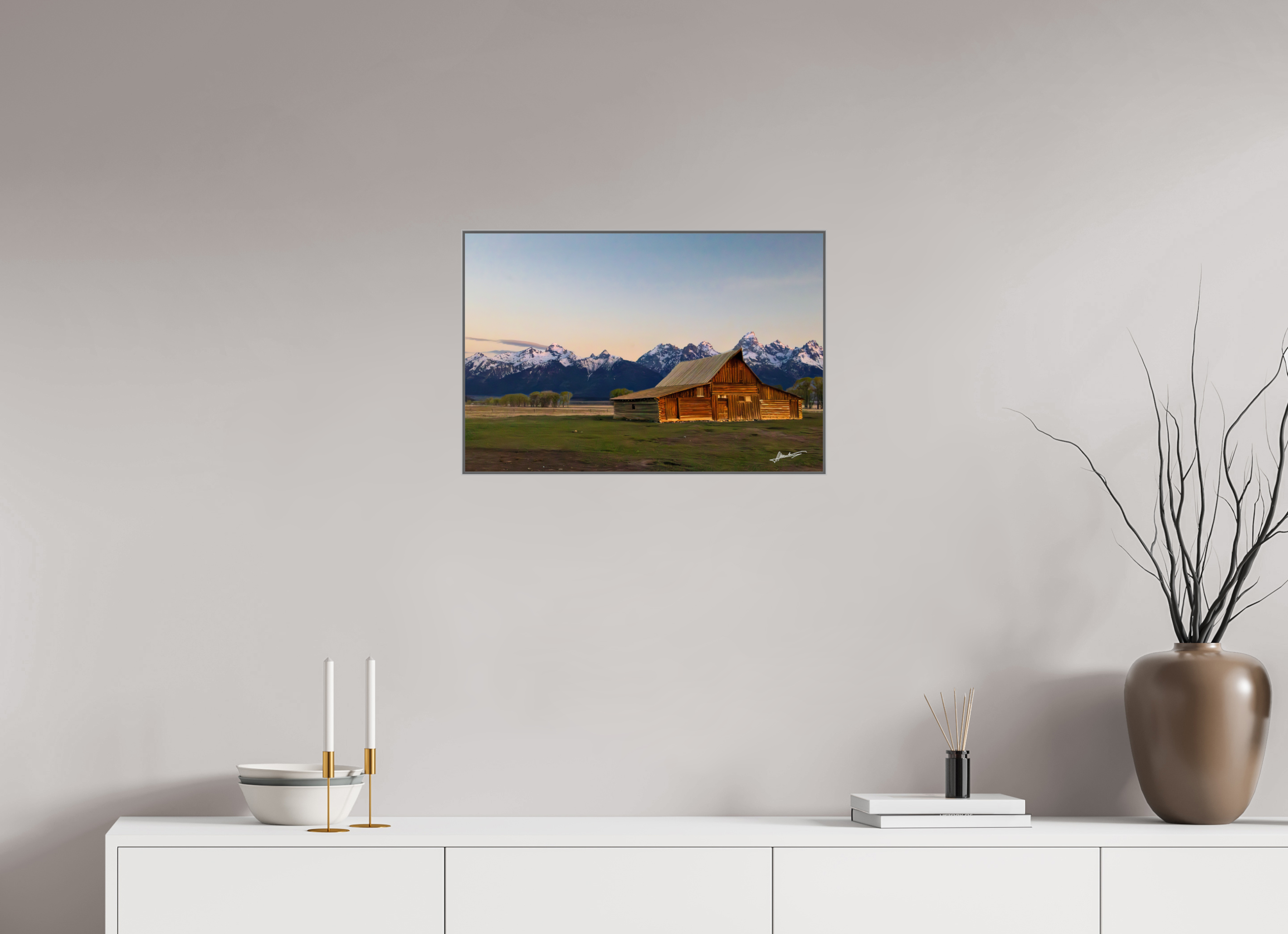 24 x 16″, Aluminum ArtBox Sunrise on the T.A. Barn