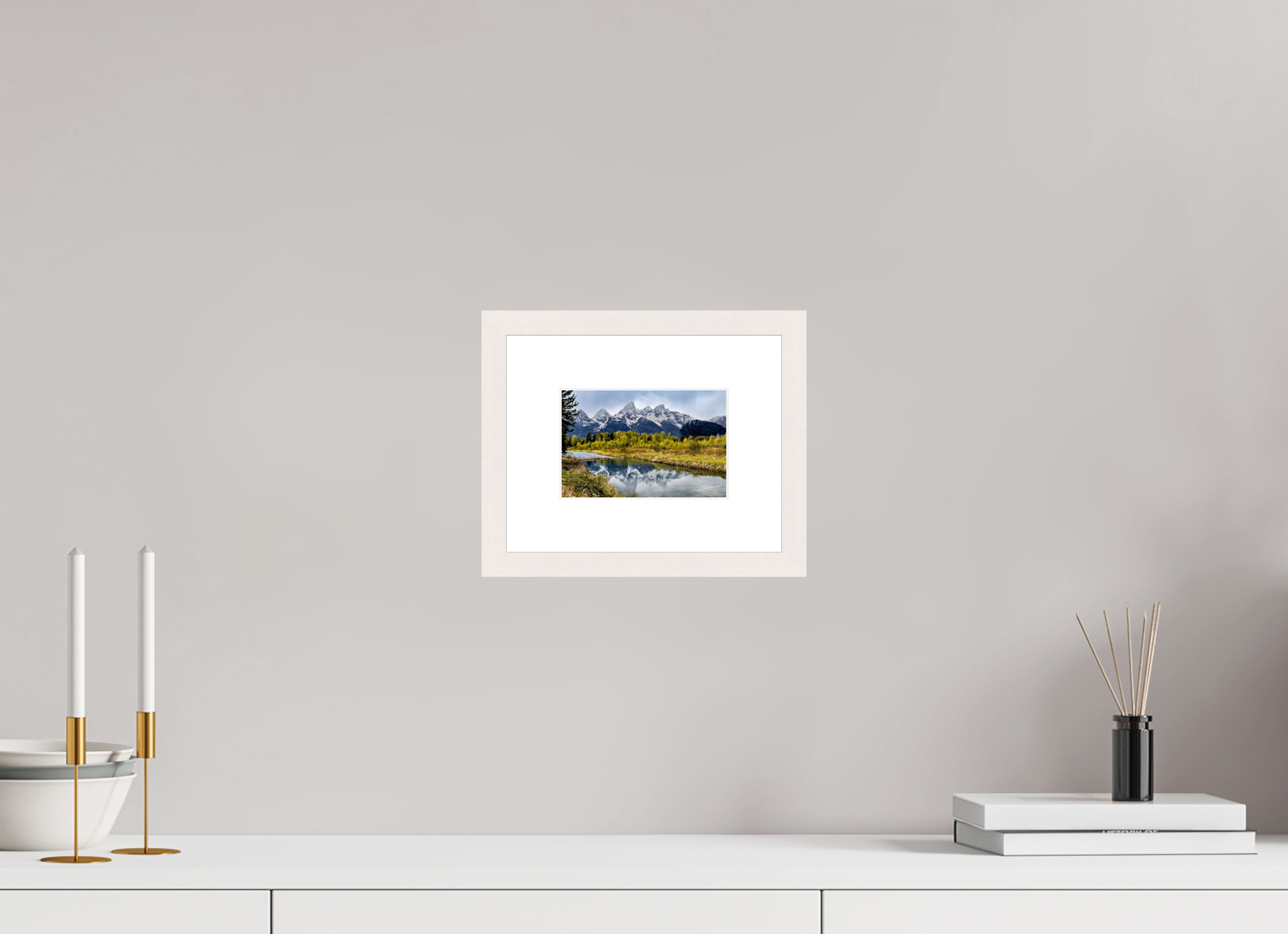 6 x 4″, Solid Wood Frame with Passe-partout Reflecting Peaks