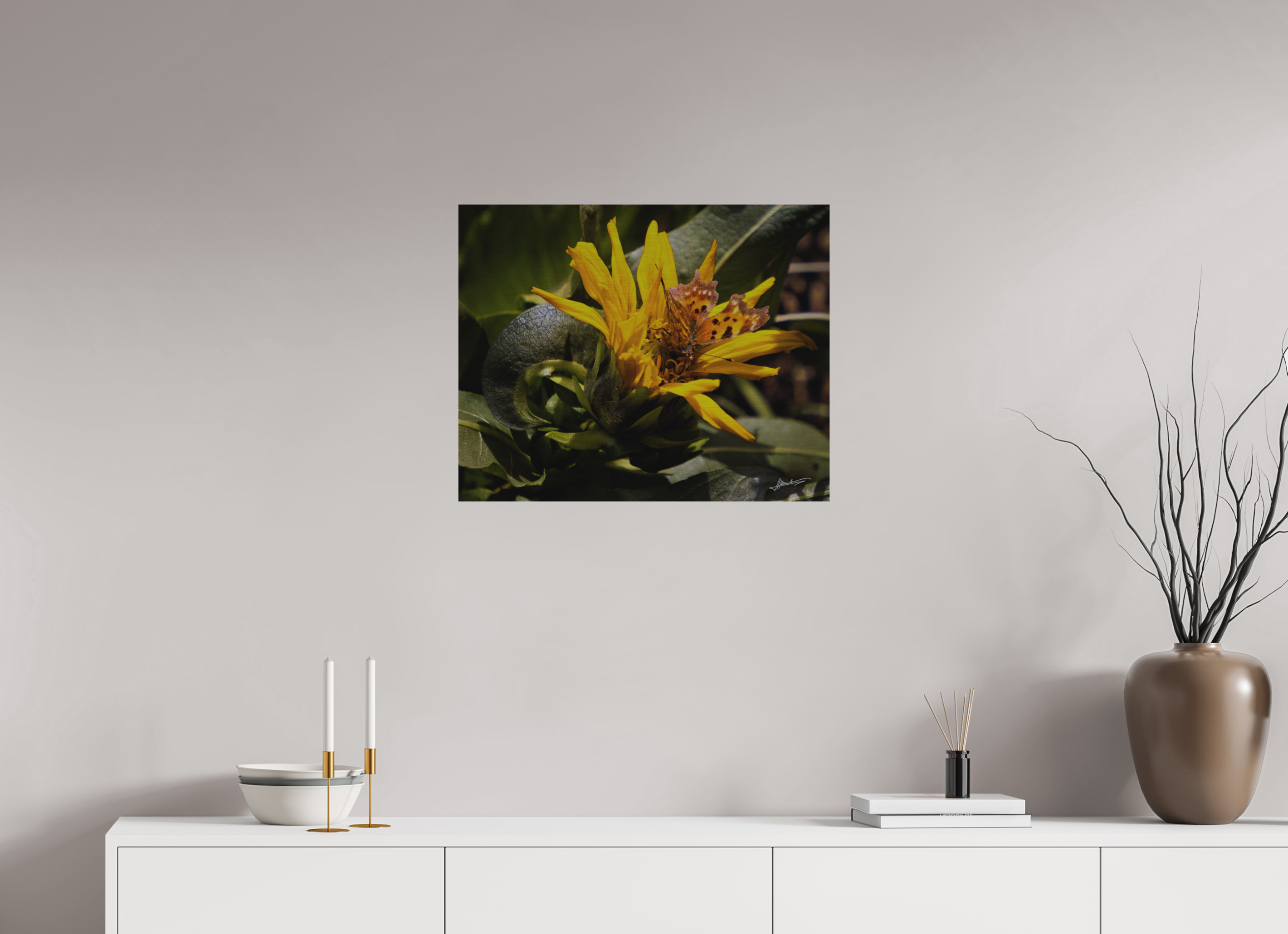25 x 20″, Direct Brushed Aluminum Busy Butterfly