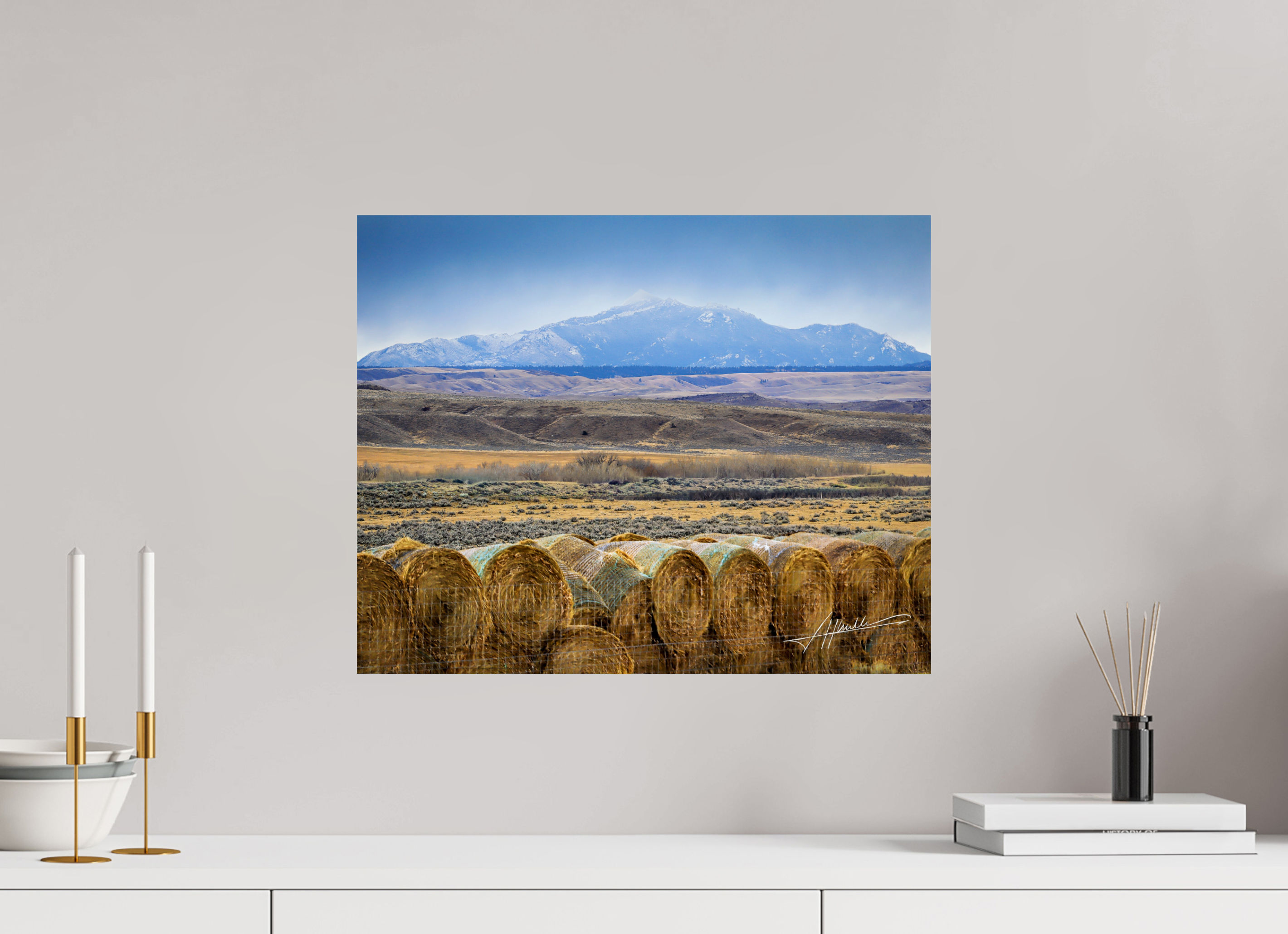 20 x 16″, Fine Art Print Hay Bales on the Prairie