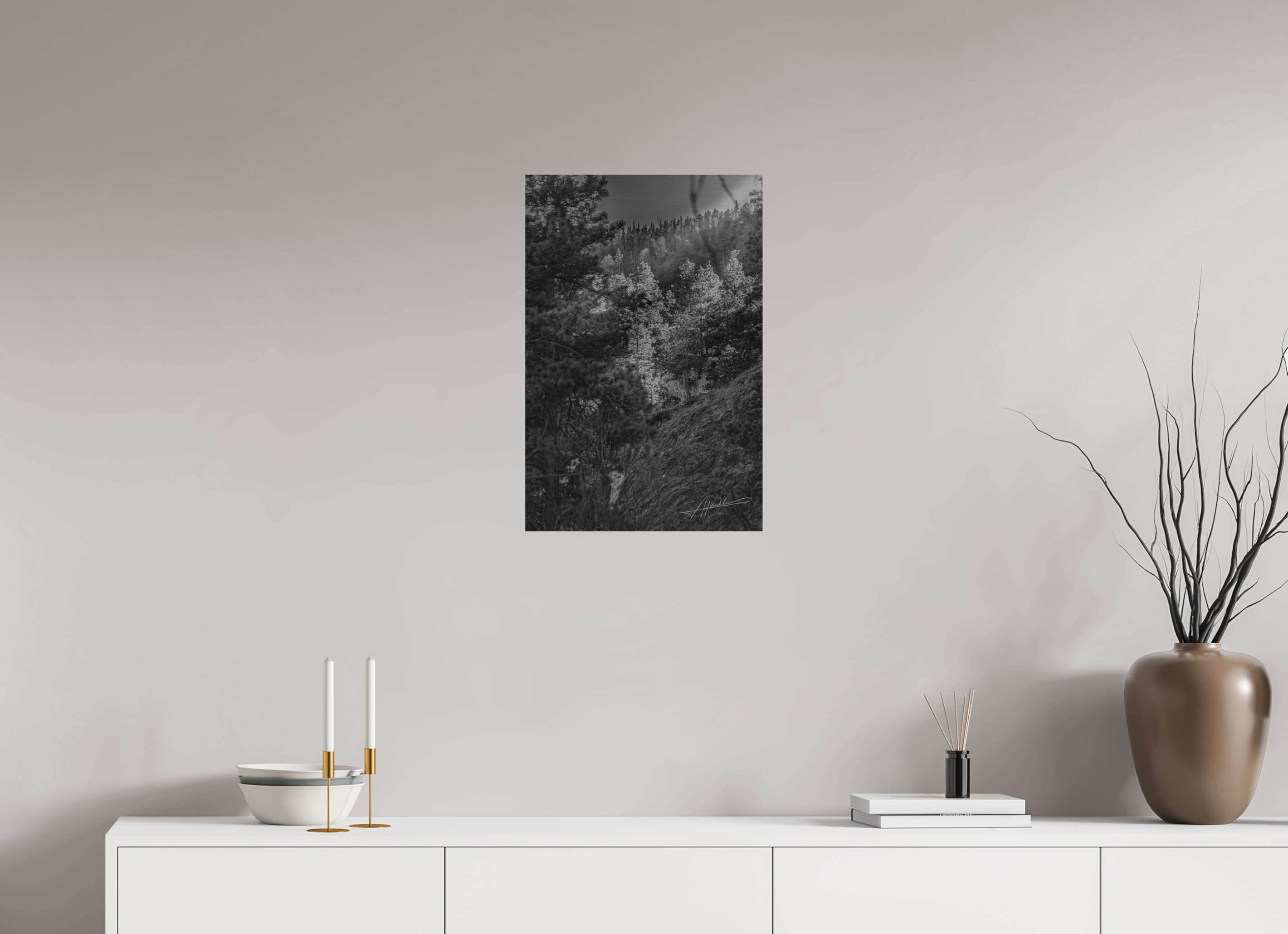 16 x 24″, Direct Brushed Aluminum Sun in the Mountains