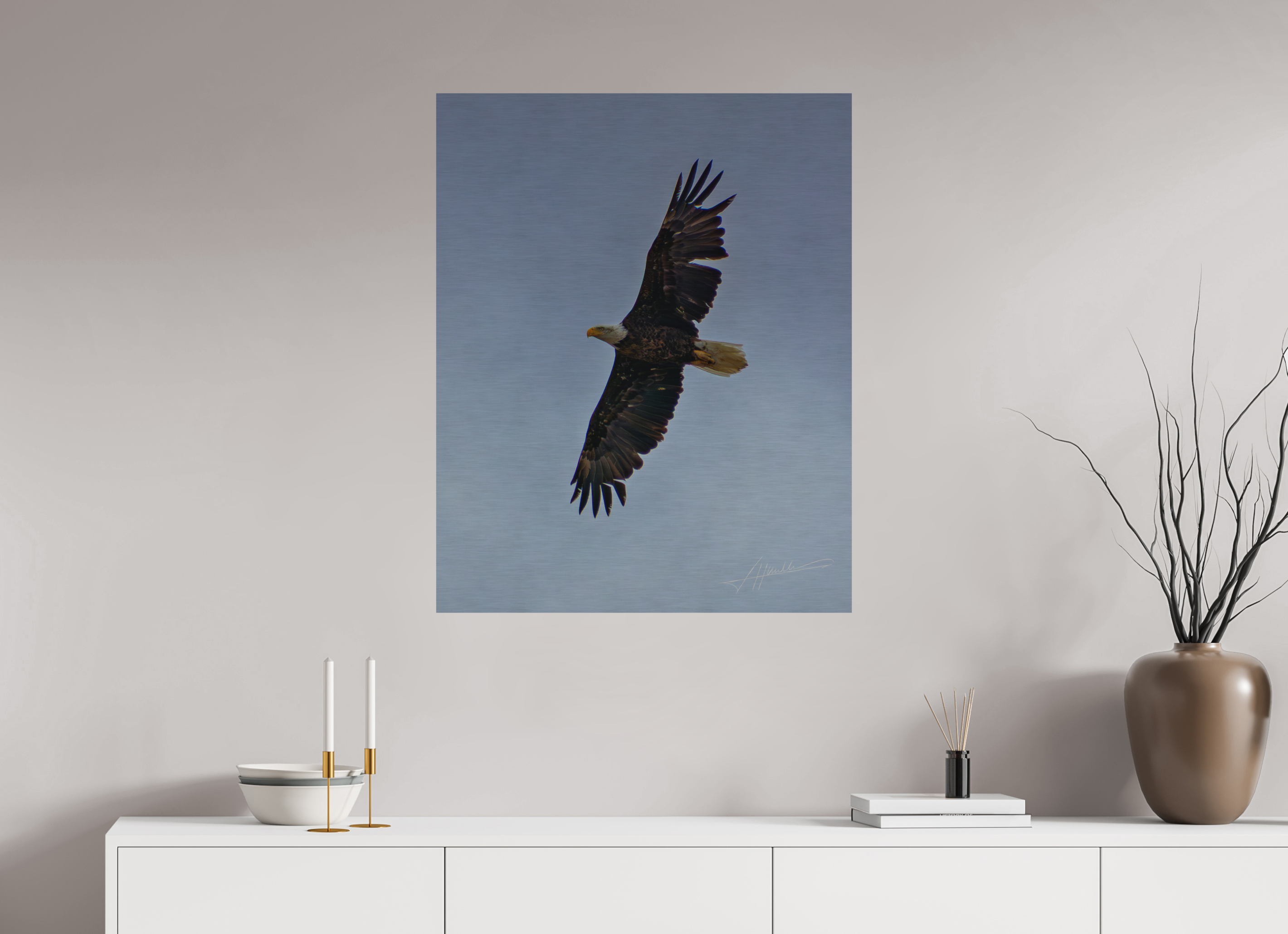 28 x 35″, Direct Brushed Aluminum Wings Spread