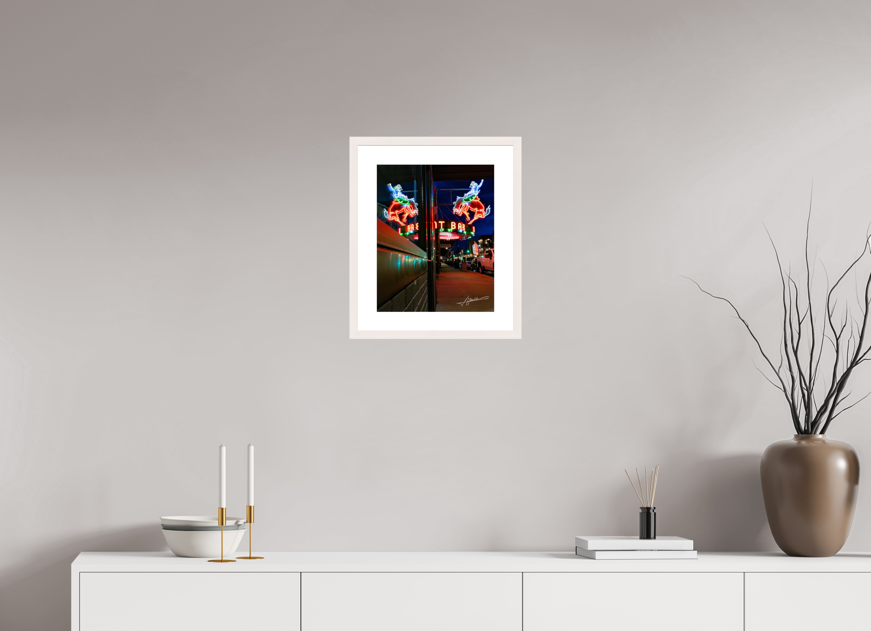 12 x 15″, Solid Wood Frame with Passe-partout Mint Bar Sherridan
