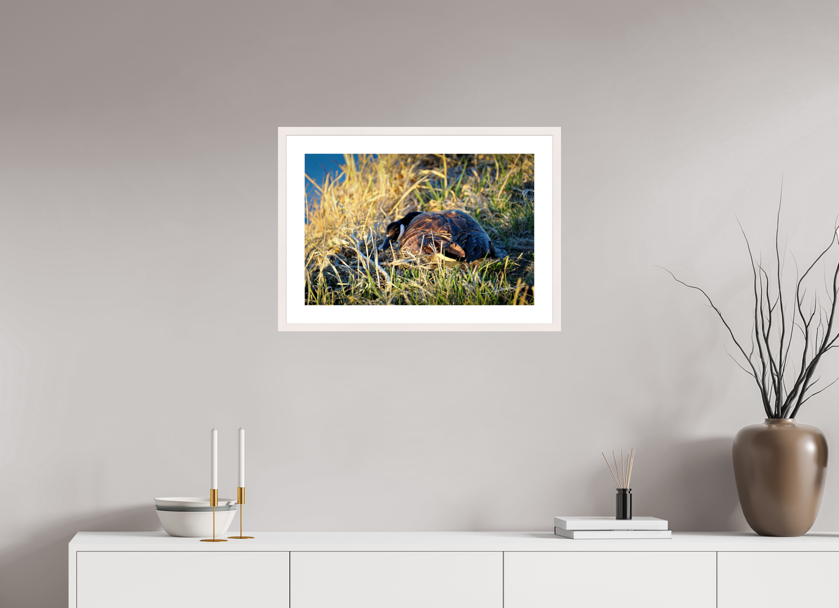 24 x 16″, Solid Wood Frame with Passe-partout New Nester
