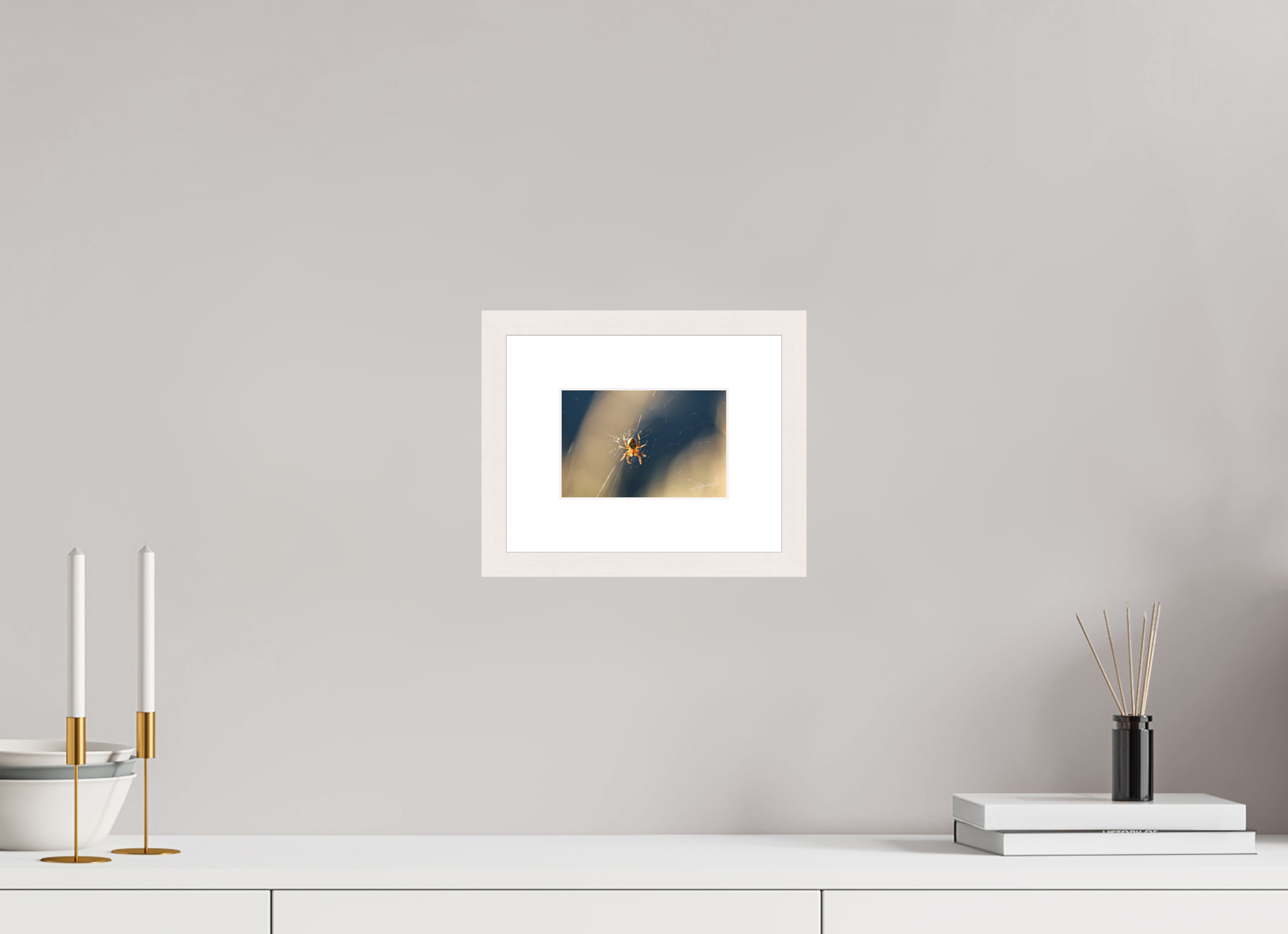 6 x 4″, Solid Wood Frame with Passe-partout Tattered Web