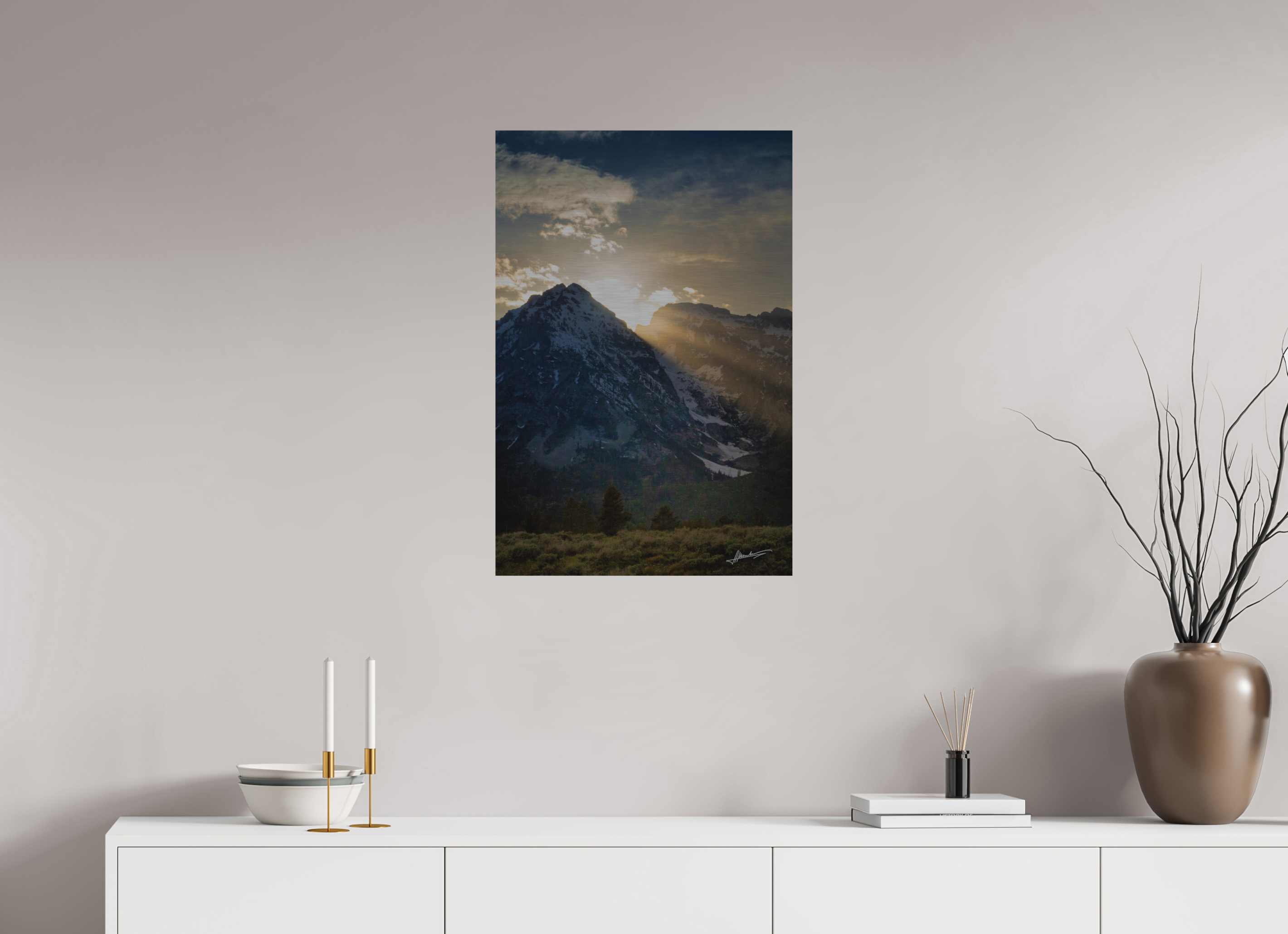 20 x 30″, Direct Brushed Aluminum Light on the Valley
