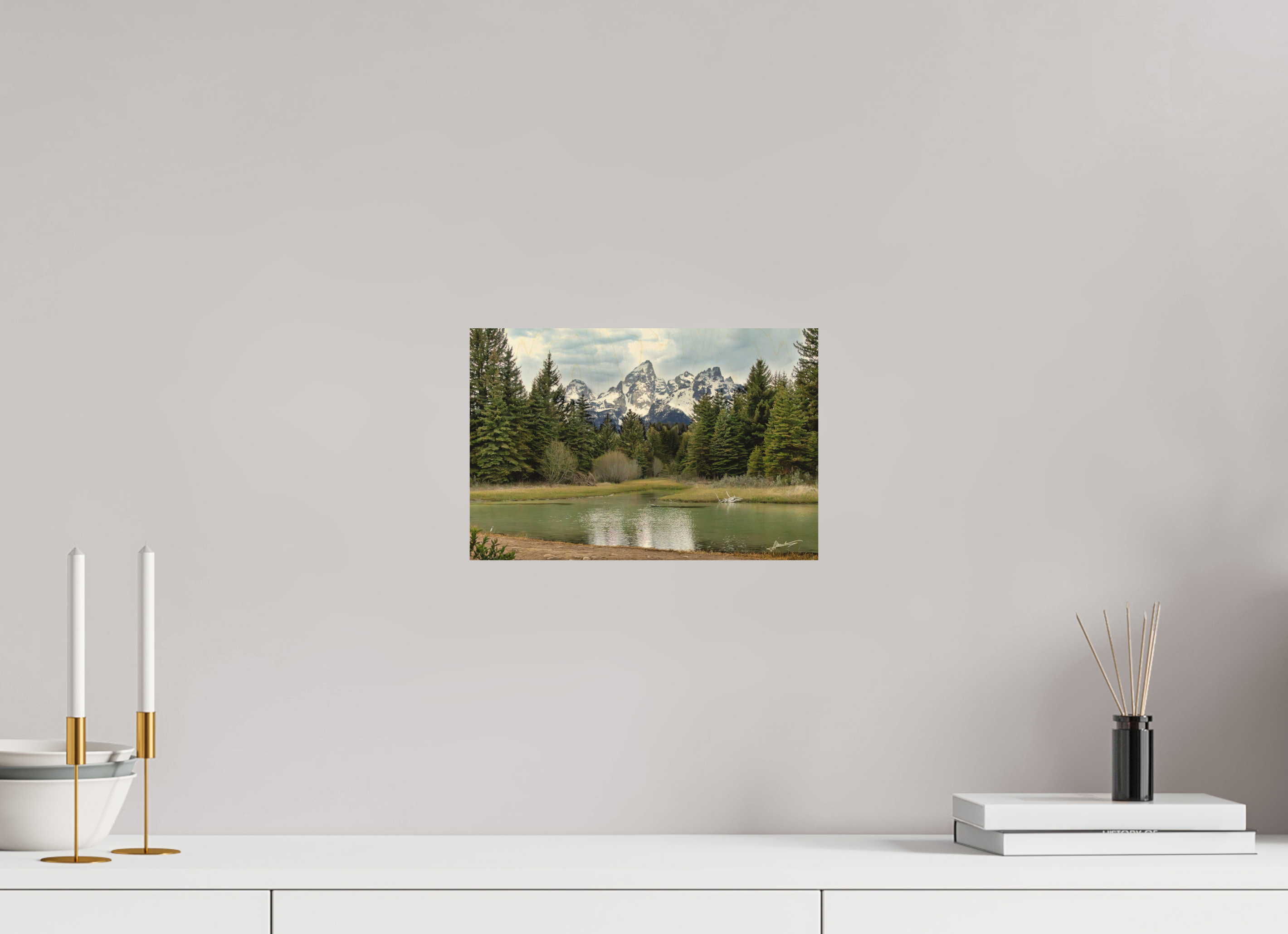 12 x 8″, Direct Photo Print on Wood Mountain Reflection