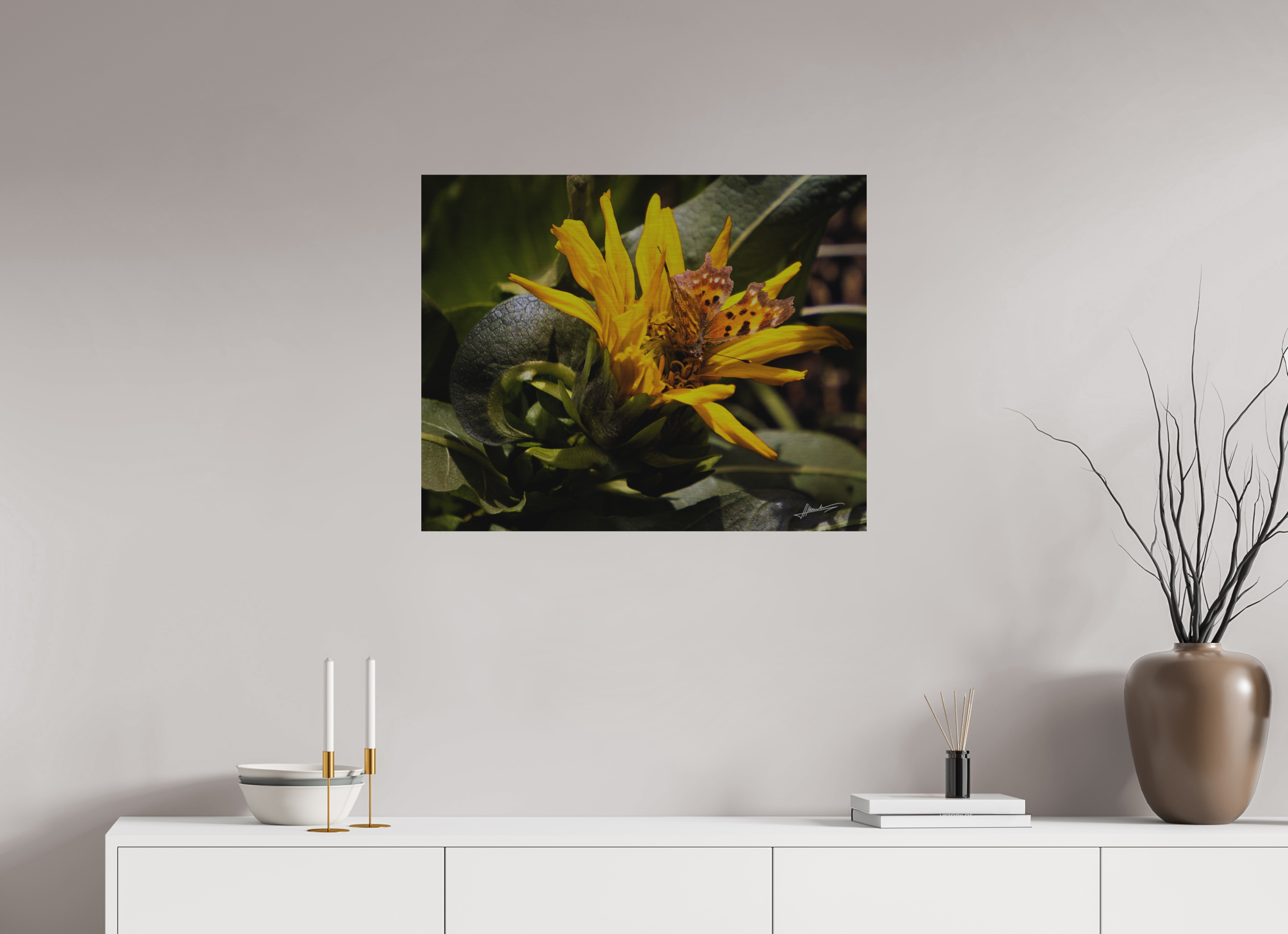 30 x 24″, Direct Brushed Aluminum Busy Butterfly