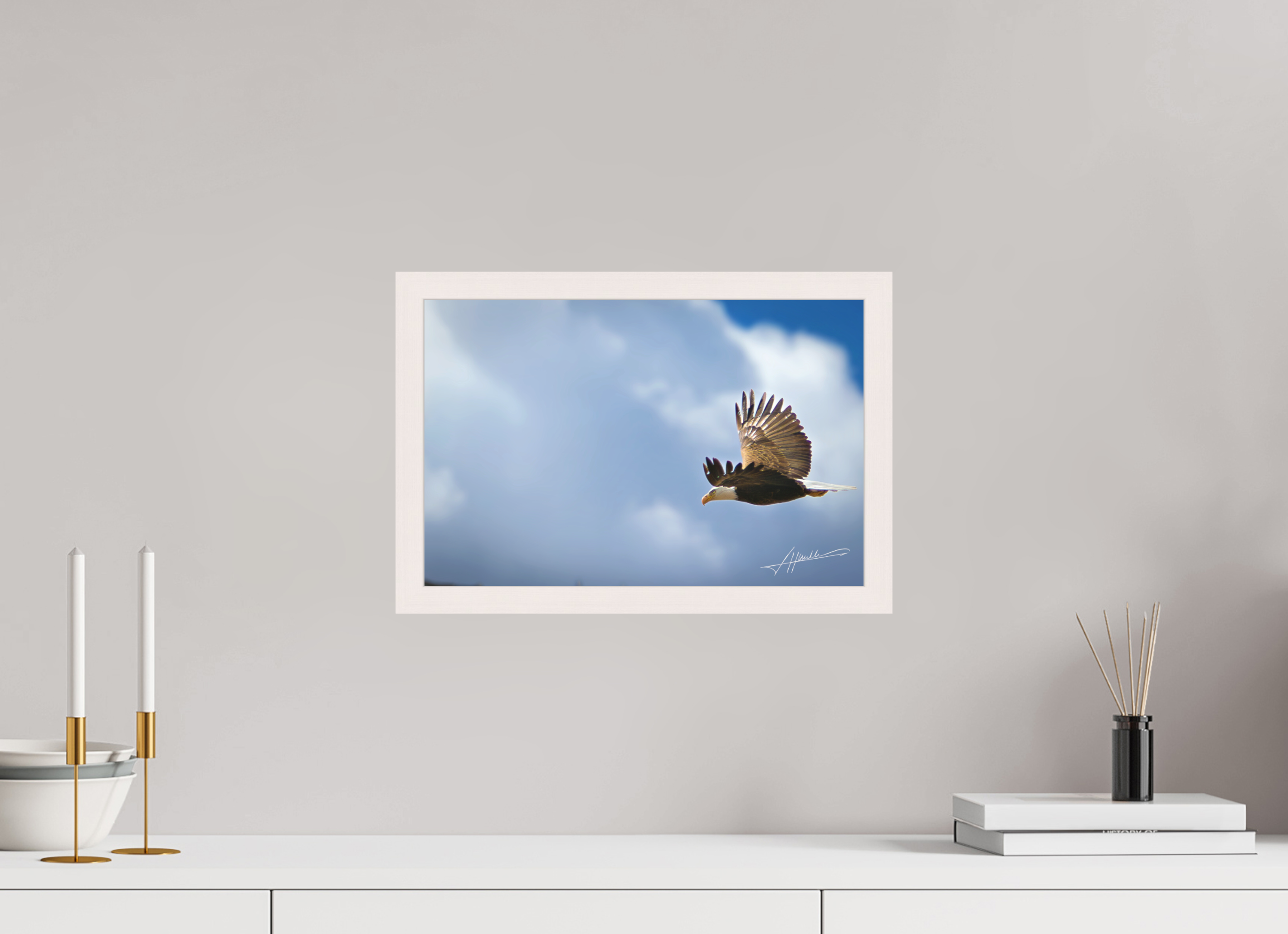 15 x 10″, Shadow Box Frame Bald Eagle Flying