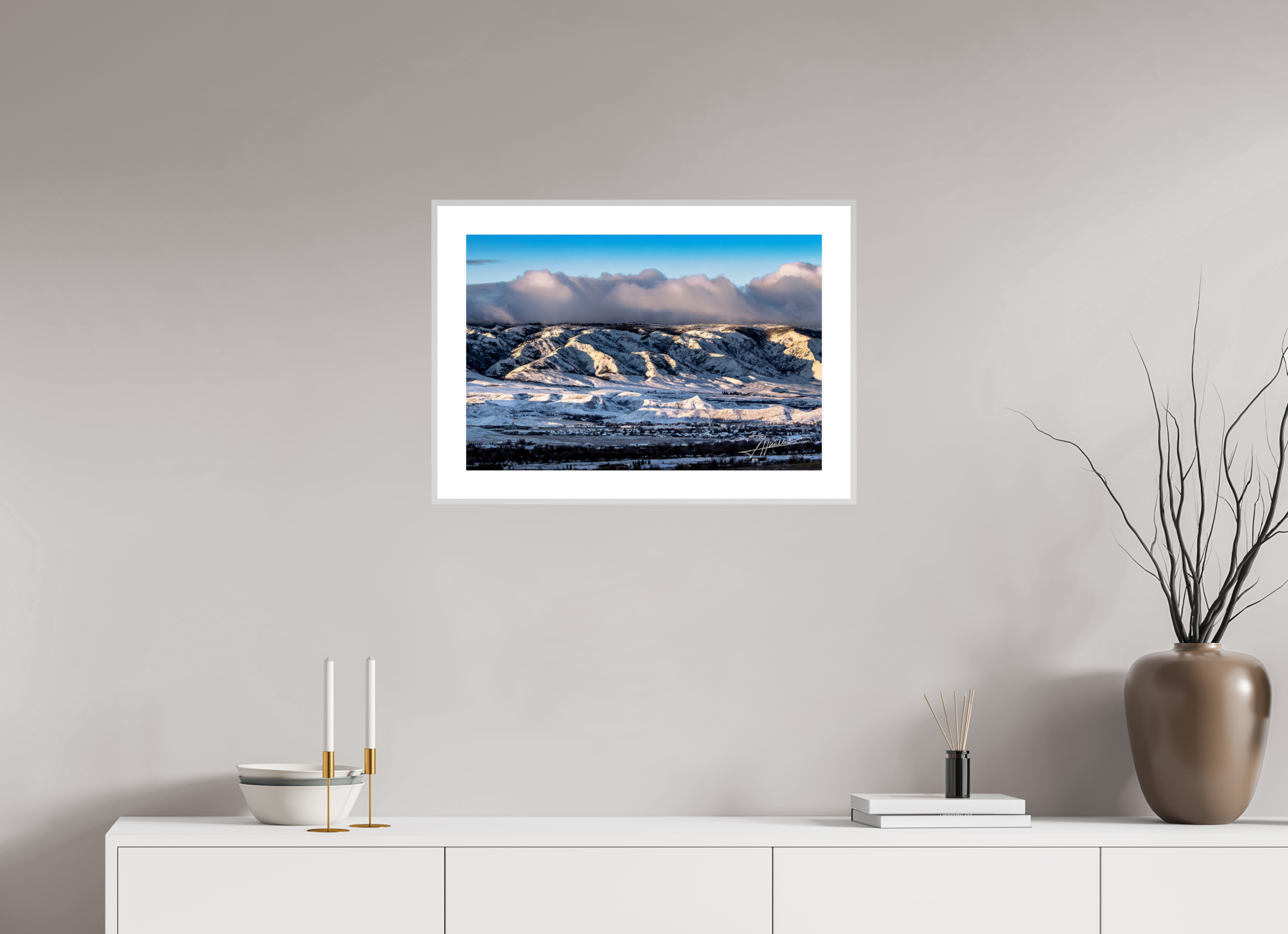 24 x 16″, Changeable Magnetic Frame Sunset After a Snow Storm