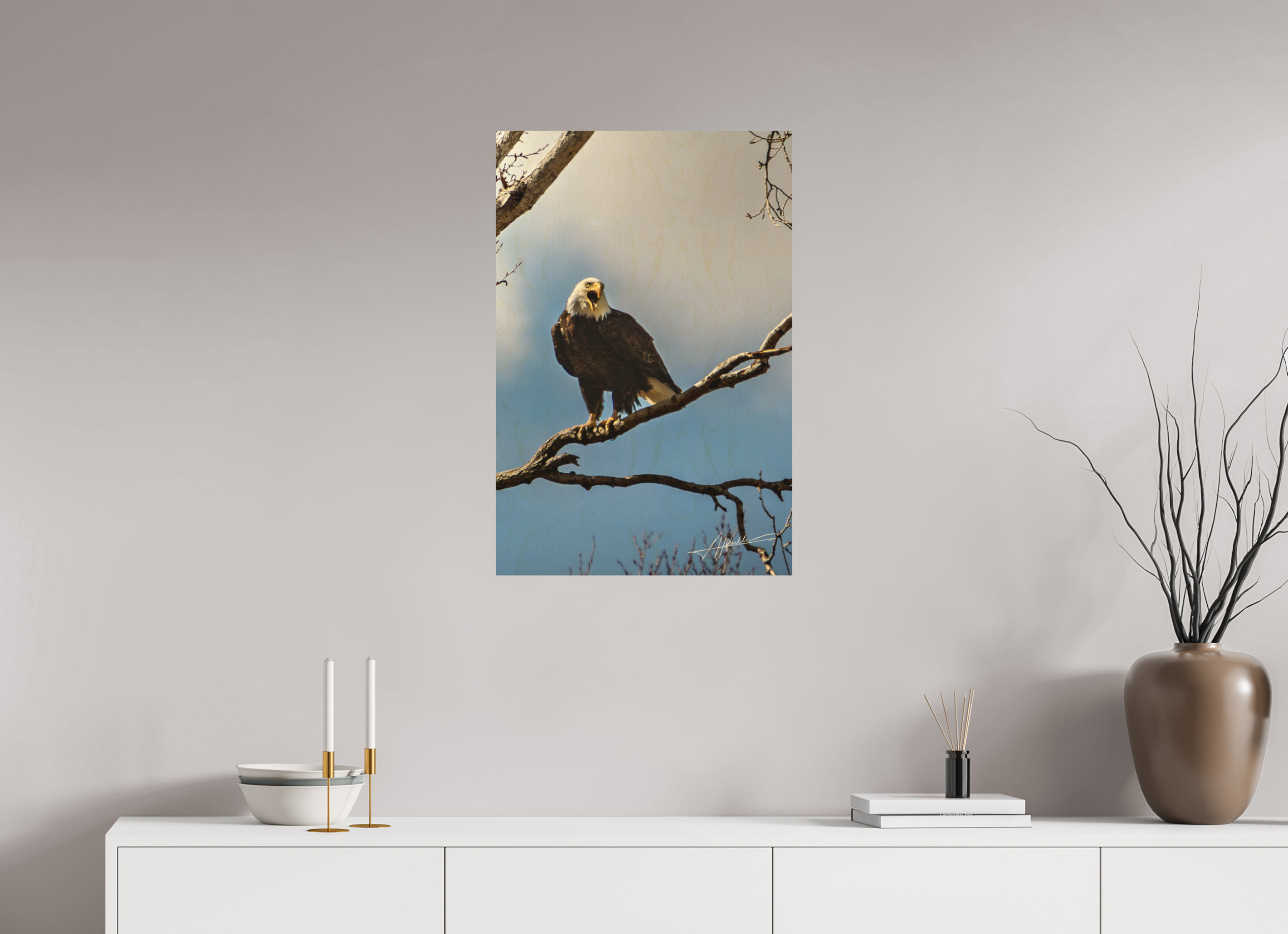 20 x 30″, Direct Photo Print on Wood The Eagle's Call