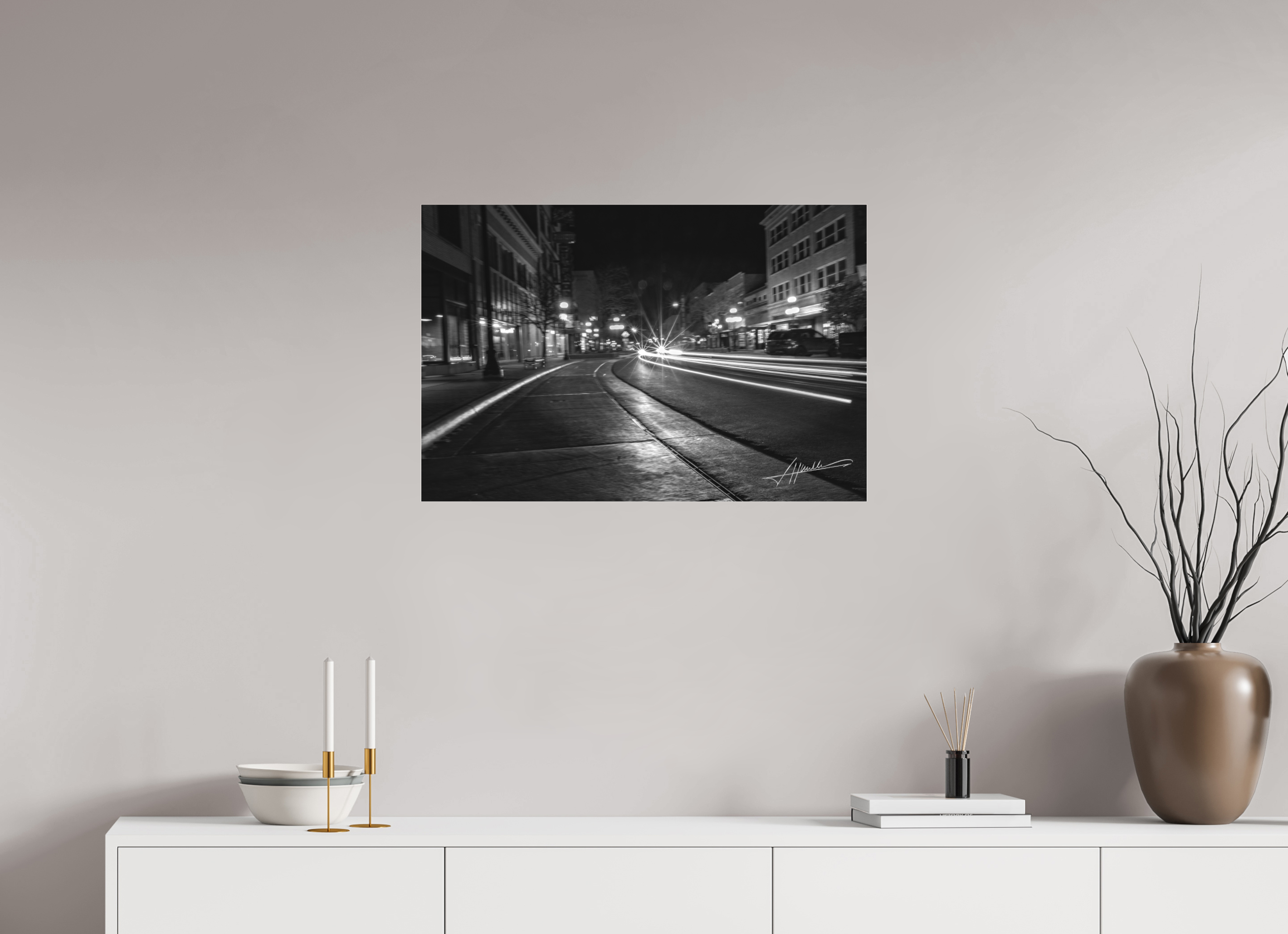 30 x 20″, Ilford BW Acrylic A Street at Night