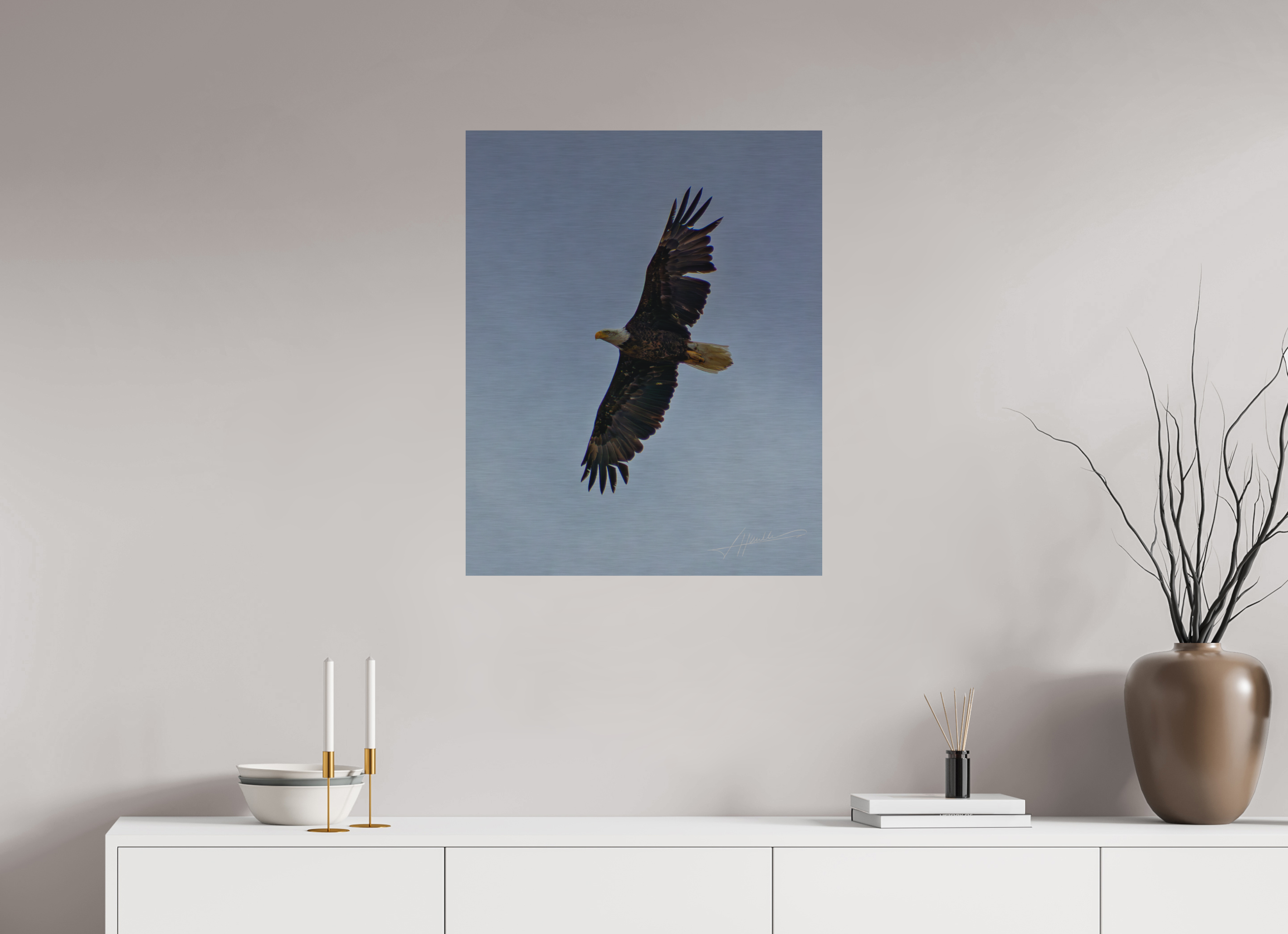 24 x 30″, Direct Brushed Aluminum Wings Spread