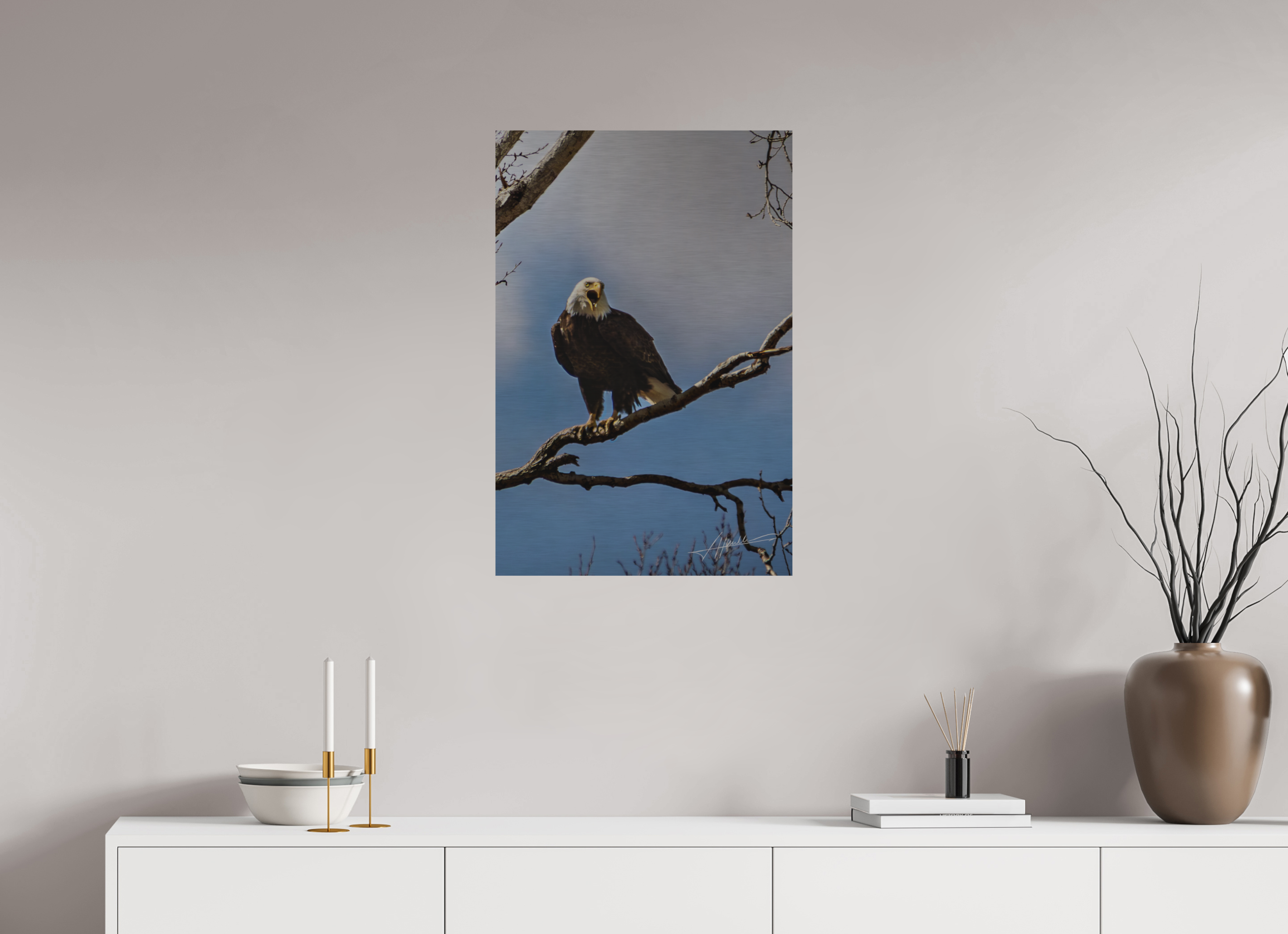 20 x 30″, Direct Brushed Aluminum The Eagle's Call