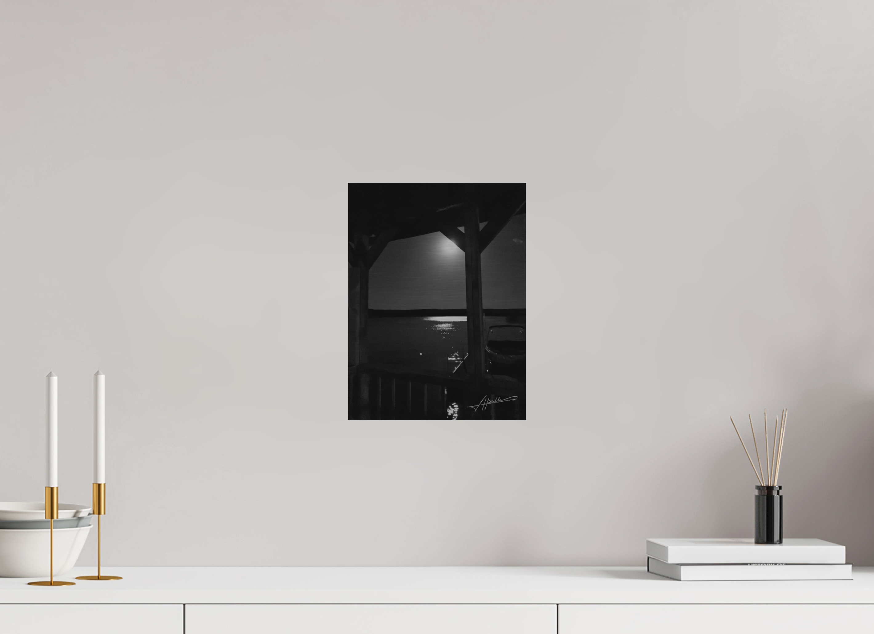 9 x 12″, Direct Brushed Aluminum A Night on the Water