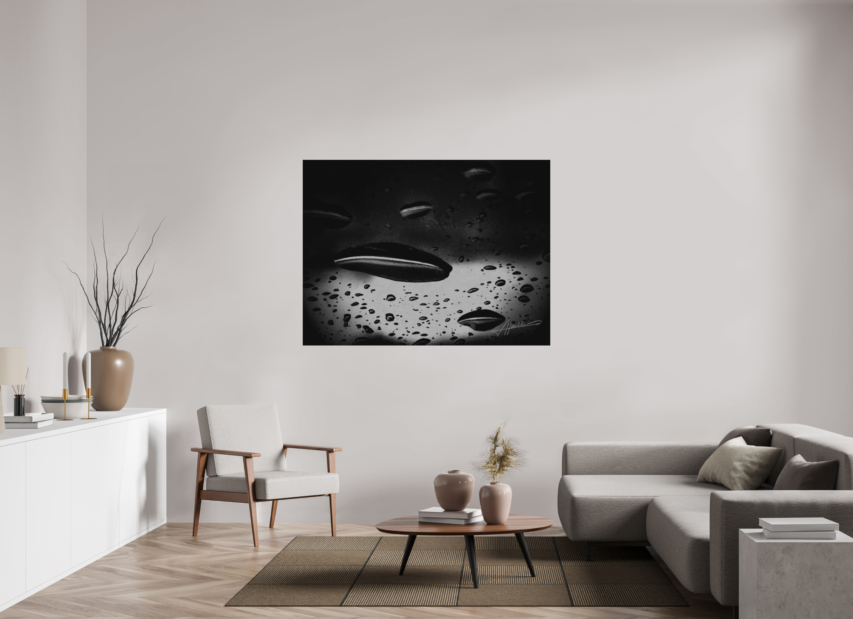 60 x 45″, Direct Brushed Aluminum Collection of Water