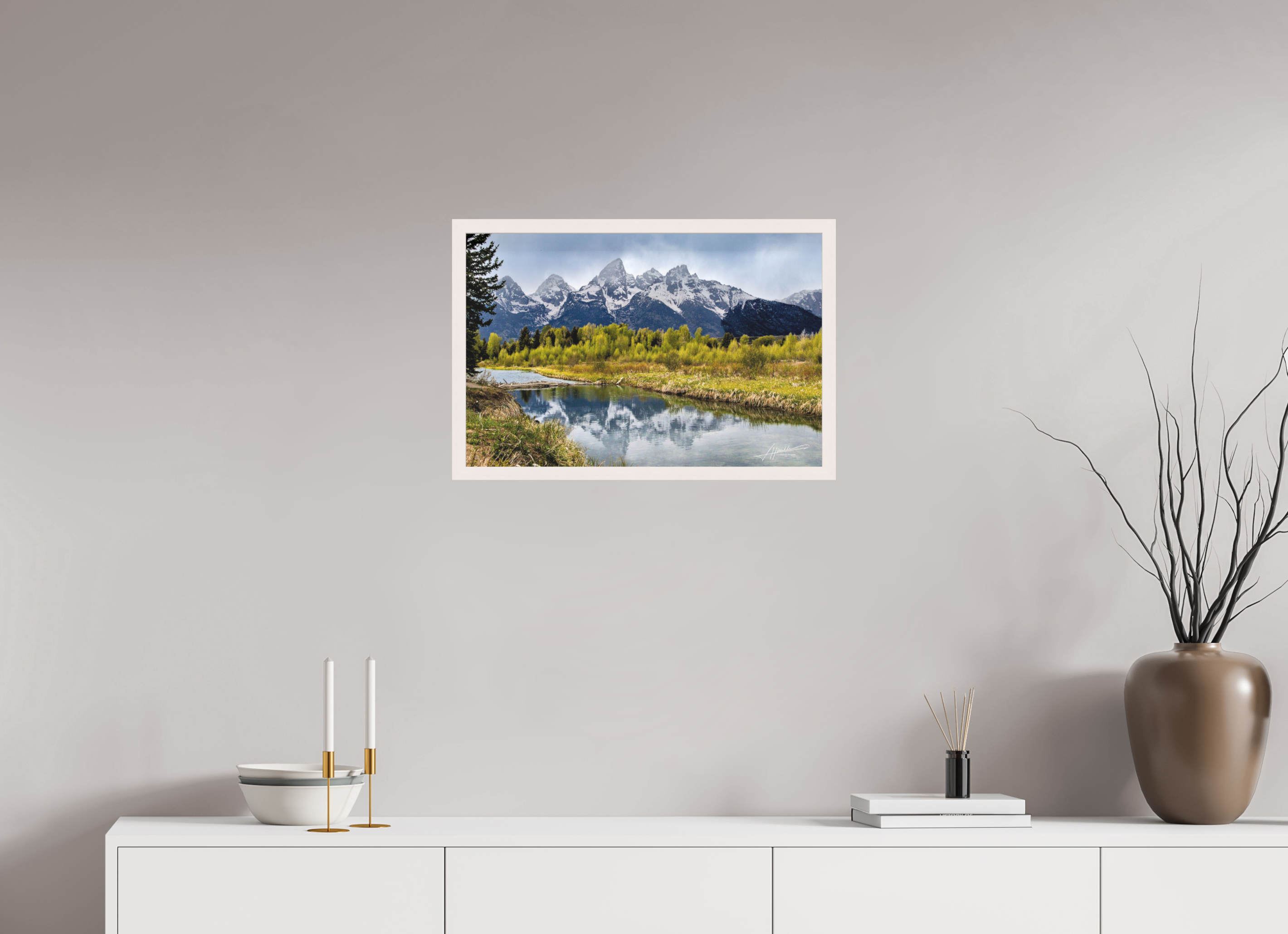 24 x 16″, Shadow Box Frame Reflecting Peaks